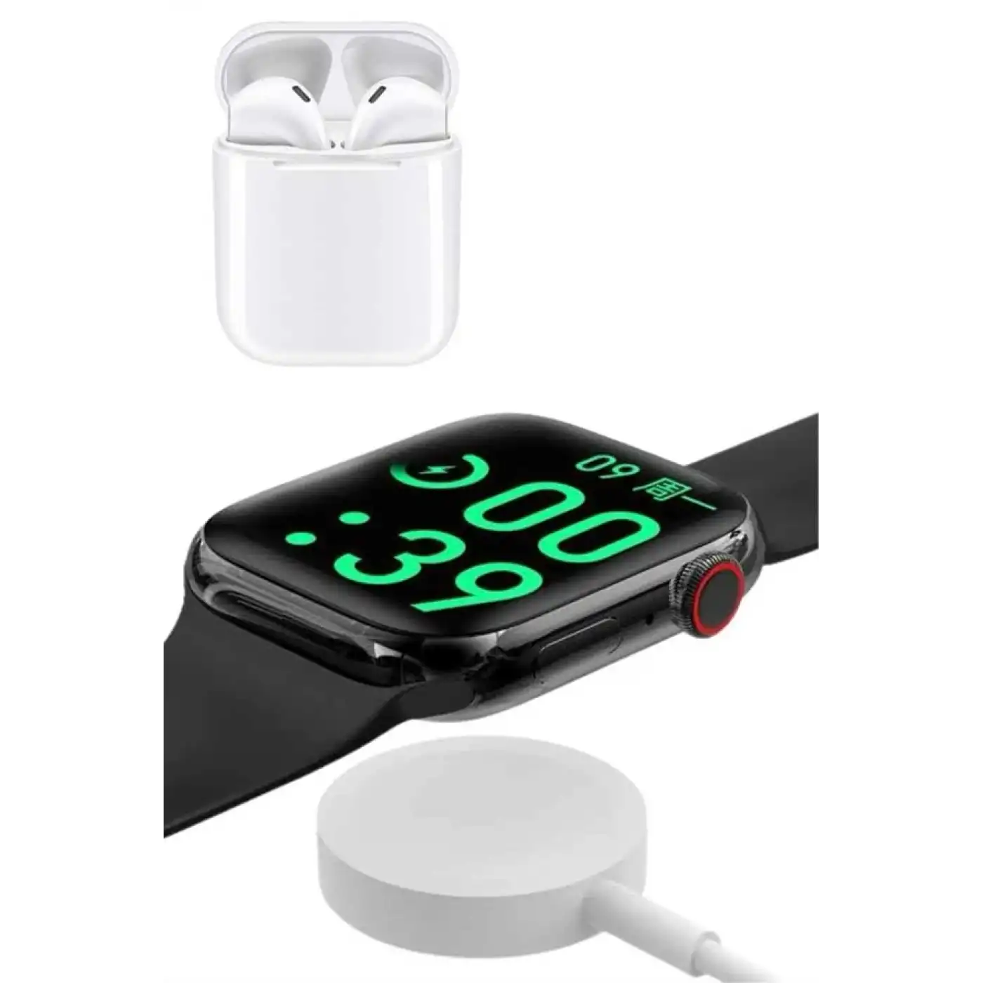 Akıllı Saat Gümüş Kasa Bluetooth Kulaklık Hediyeli Çok Fonksiyonlu İkili Set