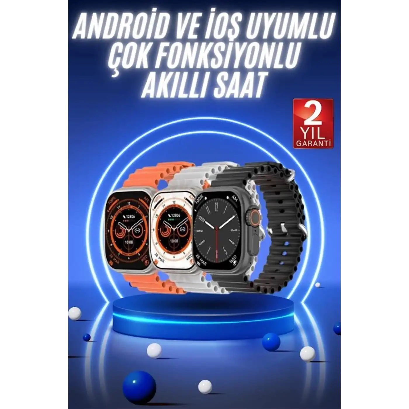 Akıllı Saat Ultra Android & İOS Uyumlu Arama Bildirim Özellikli
