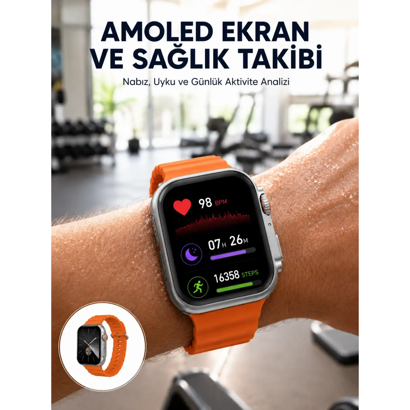Akıllı Saat Unısex Zarif Görünümlü Titanyum Kasa Amoled Ekran Müzik Dinleme Yeni Nesil
