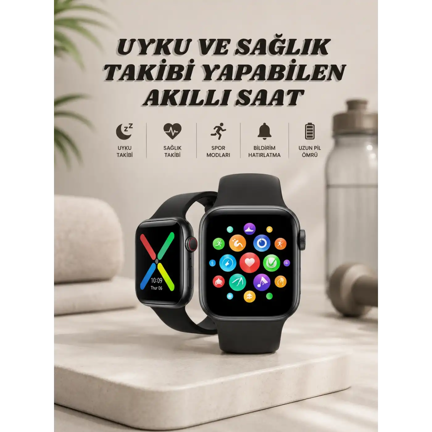 Akıllı Saat Wireless Şarj Yüksek Çözünürlüklü Müzik Dinleme Sesli Cevaplama