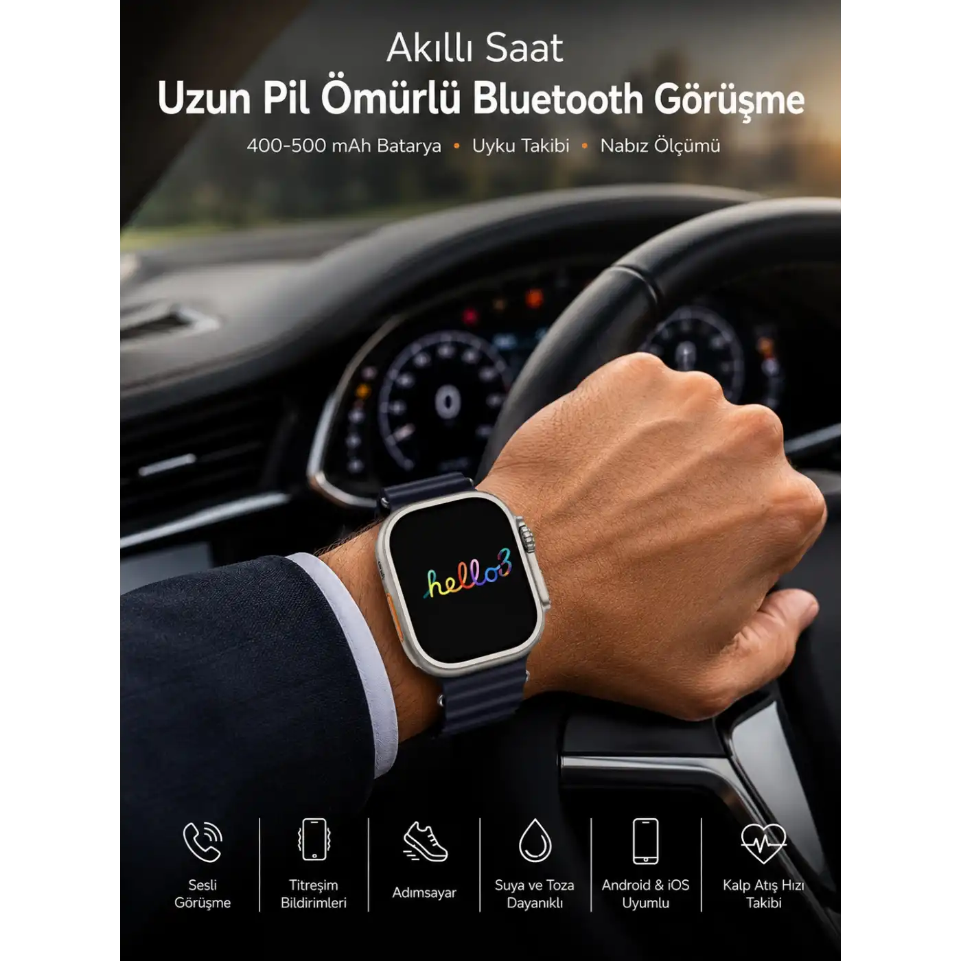 Akıllı Saat Yeni Nesil Bluetooth Bağlantılı Uyku Sağlık Takibi GPS Ve NFC Uyumlu