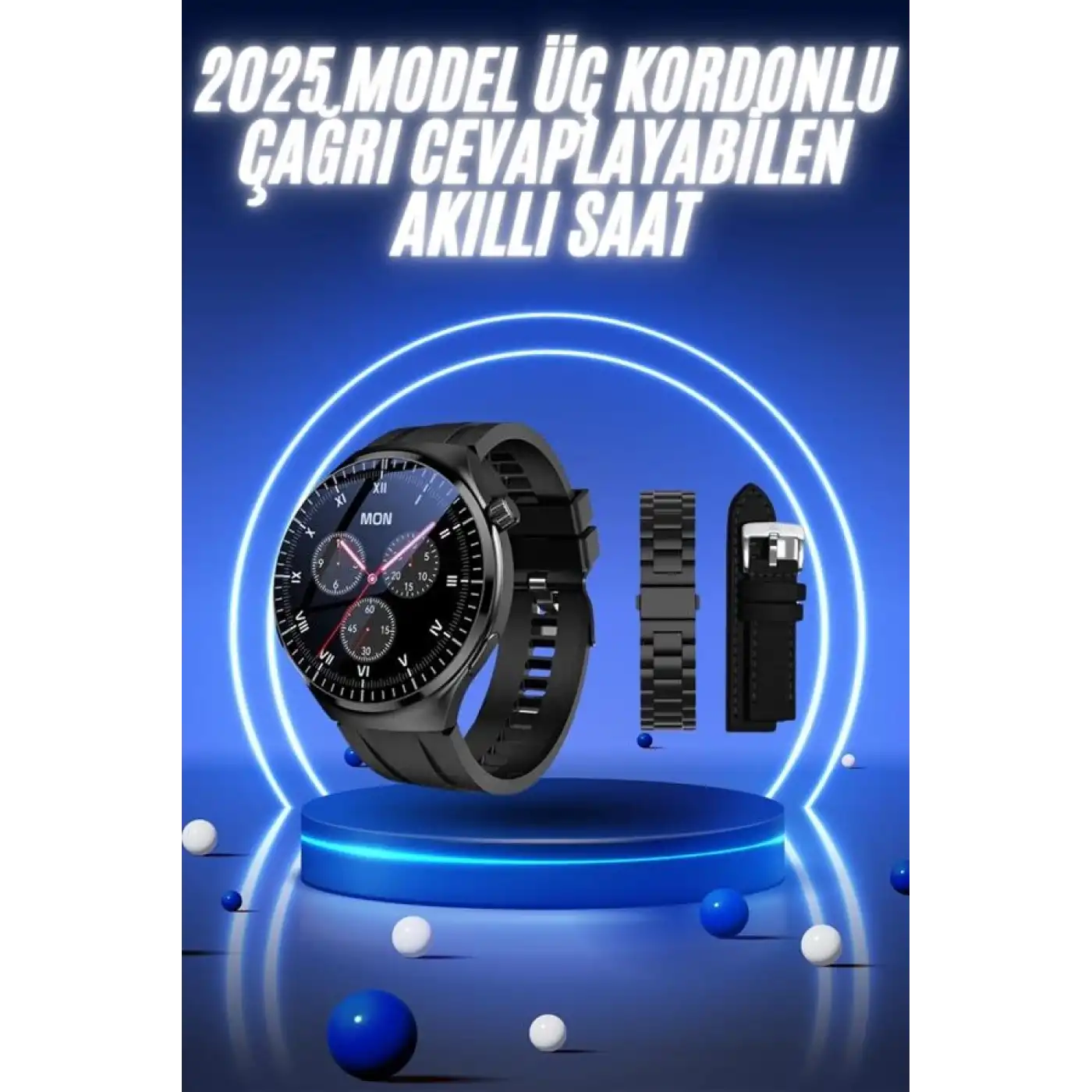 Akıllı Saat Yeni Nesil Üç Kordonlu Nabız Ölçer Çağrı Cevaplama