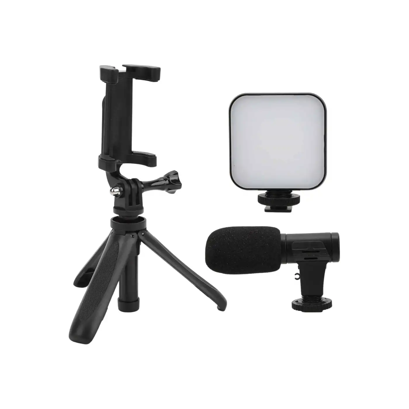 Akıllı Telefon Vlog Kiti Tripod Mini Mikrofonlu Telefon Tutucu