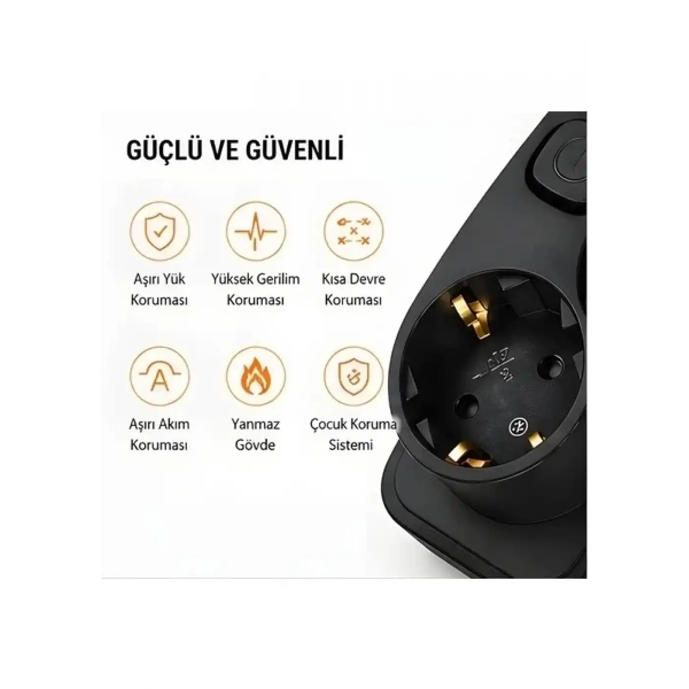 Akım Korumalı 5’li Priz 2xusb 2xtype-c Çıkış Akım Koruma Çoklu Priz Çoğaltıcı Anahtarlı Ftr-31 Siyah
