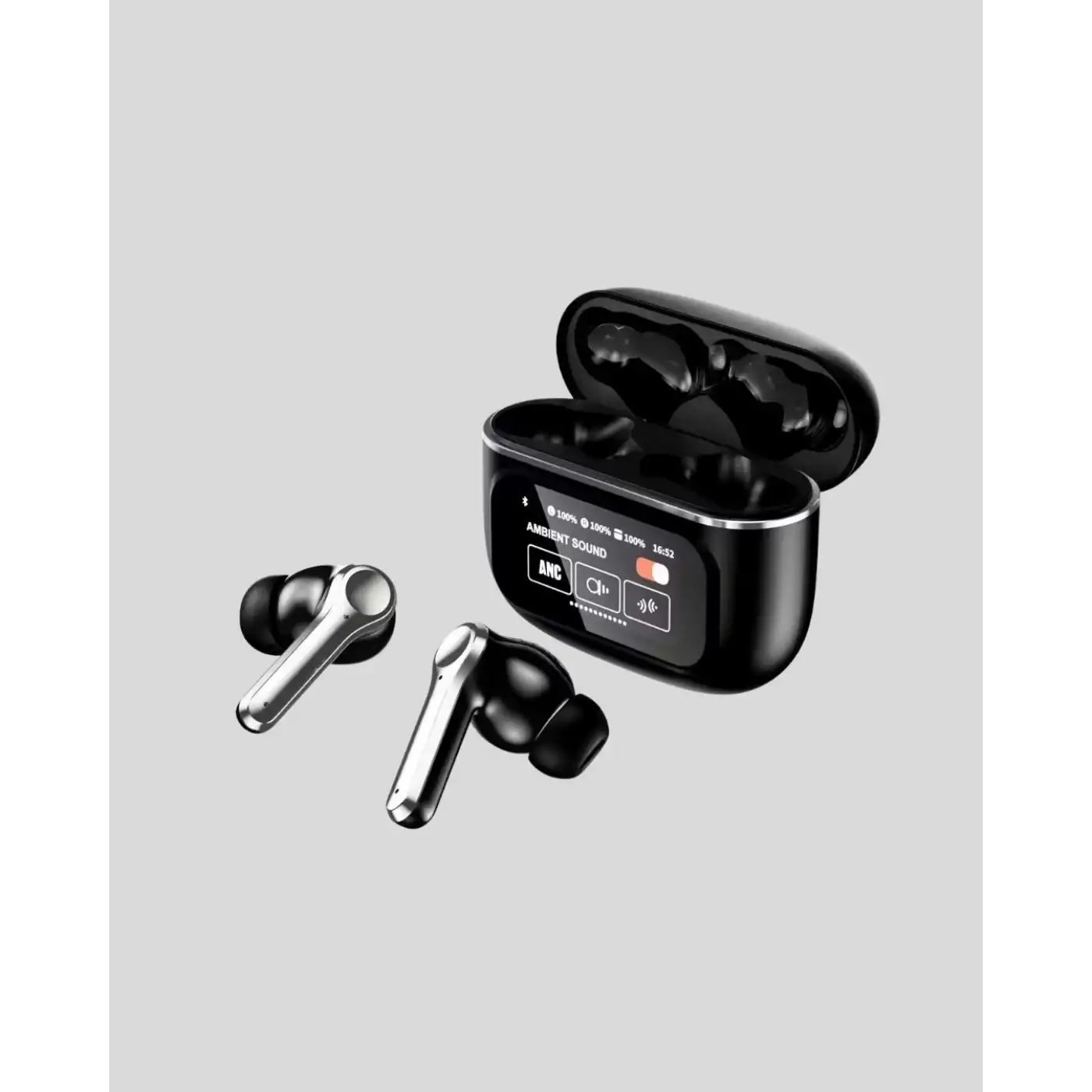 Aktif Gürültü Engelleme (ANC) Kablosuz Bluetooth Kulaklık – Dijital Ekranlı, Dokunmatik ve Uzun Pil Ömürlü