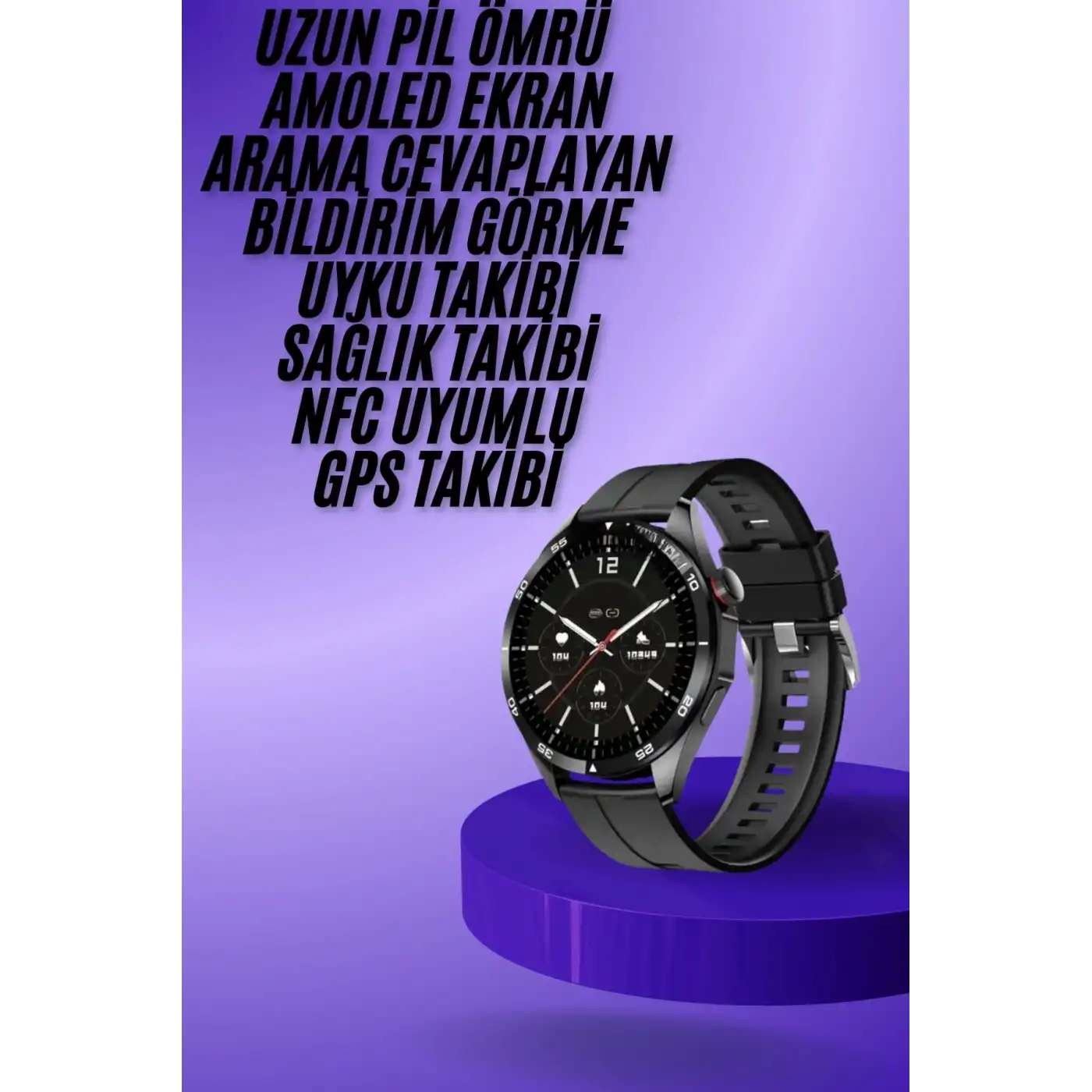 Amoled Ekran 3 Kordonlu Akıllı Saat 5.0 Bluetooth Bağlantılı Android ve İOS Uyumlu