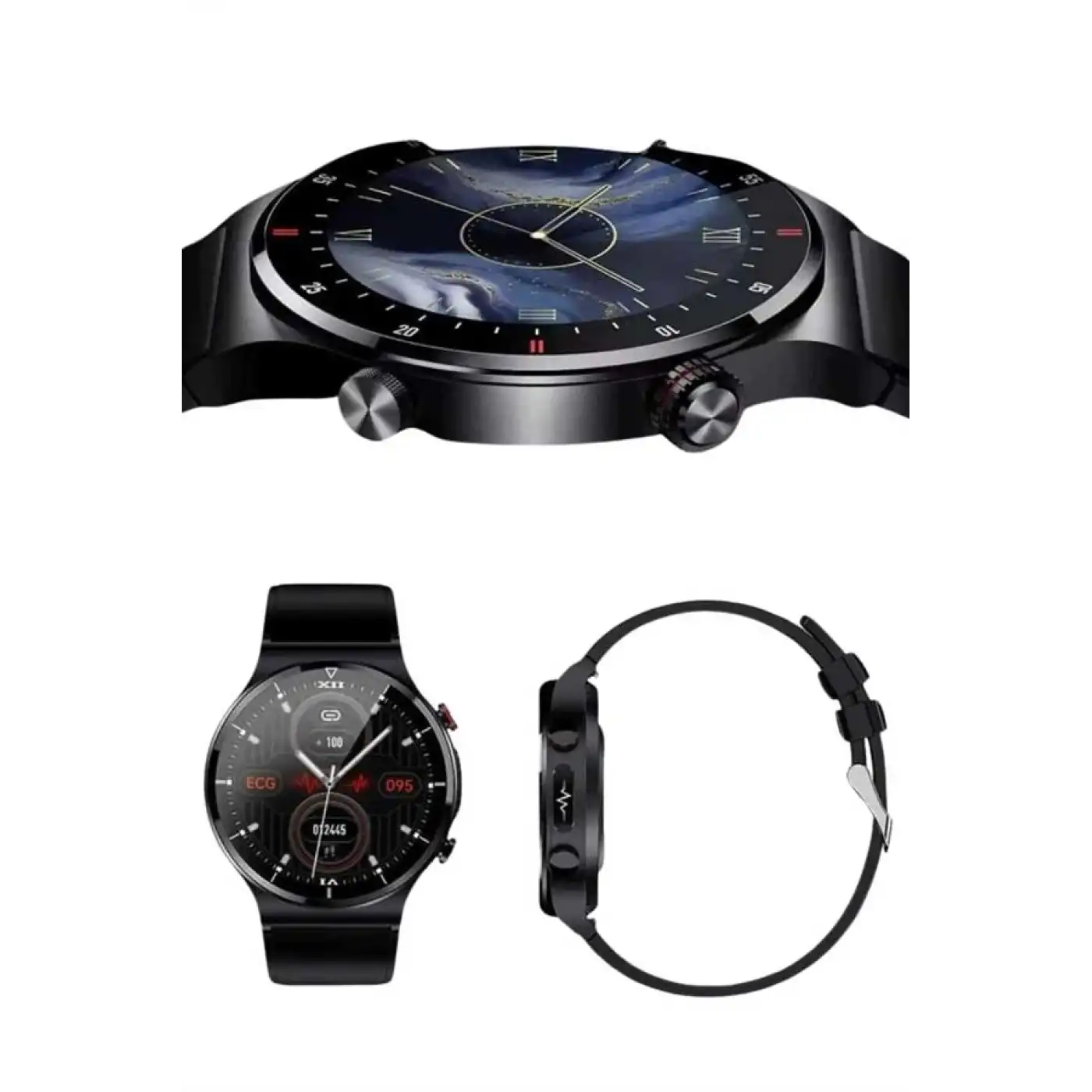 Amoled Ekran Metal Deri Silikon Kordonlu Uyku ve Sağlık Takibi