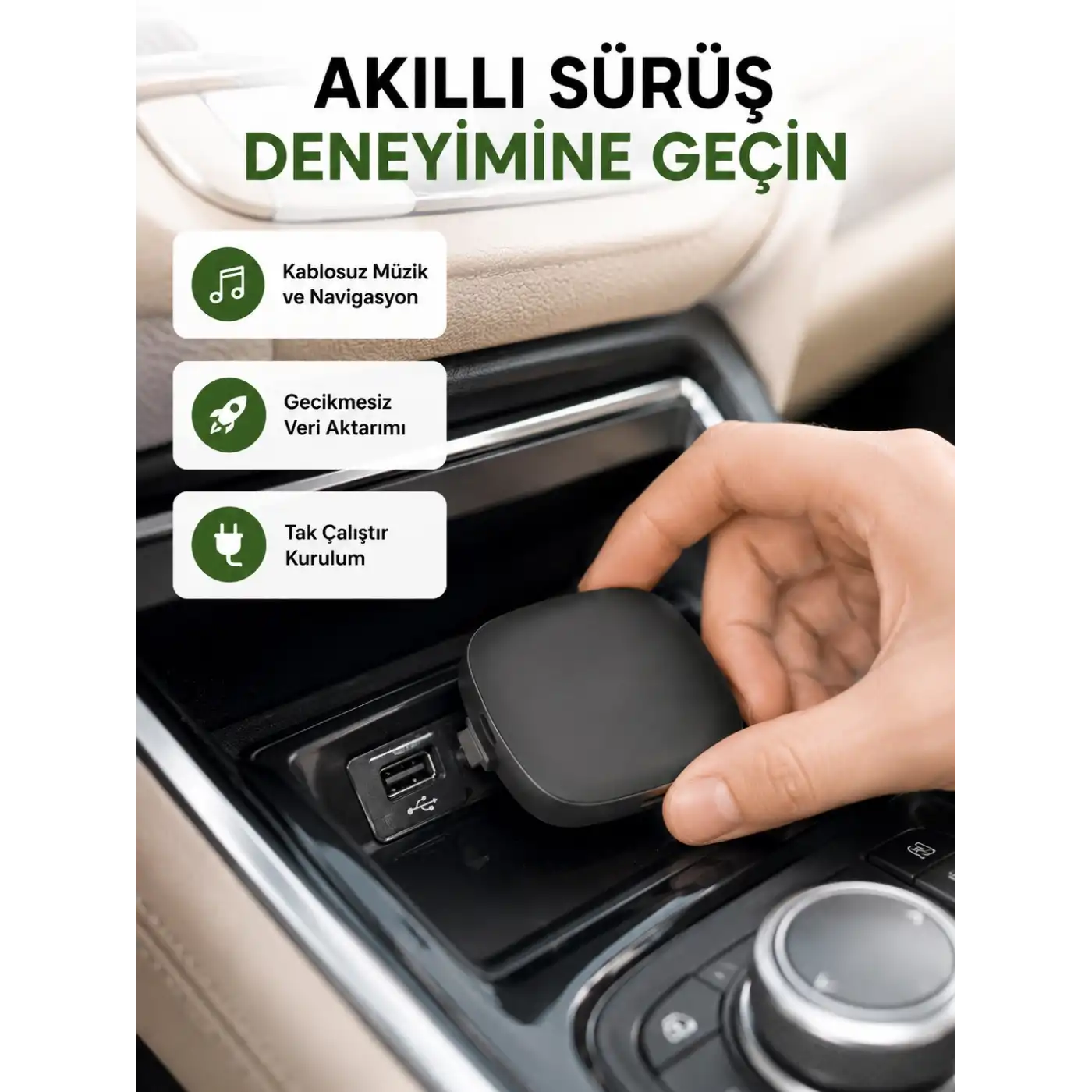 Android Auto Kablosuz Bağlantı Adaptörü 5.8GHz Hızlı WiFi ve Kompakt Tasarımlı Yeni Nesil
