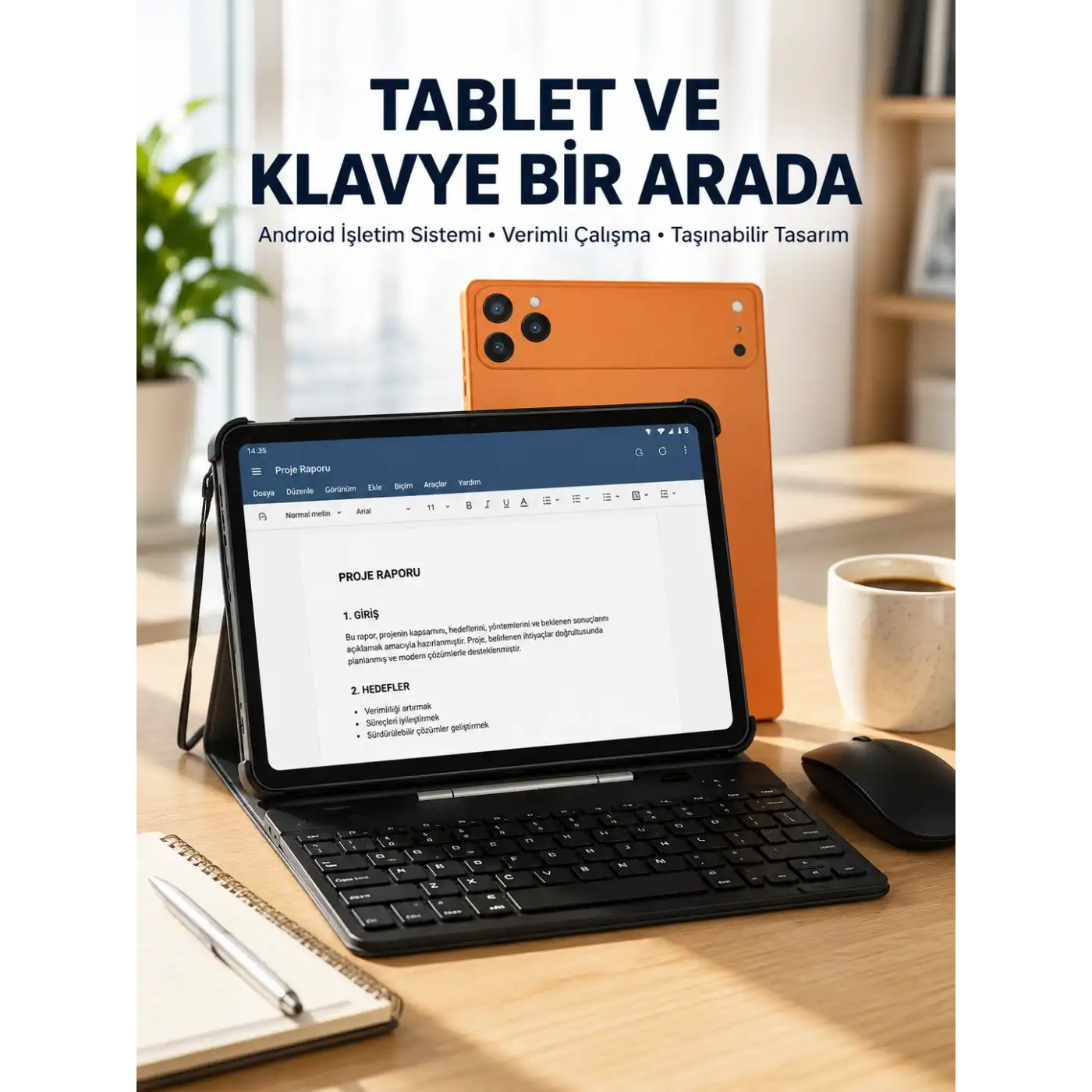 Android Tablet Klavye Kılıflı Dokunmatik Ekran Günlük ve Profesyonel Kullanım