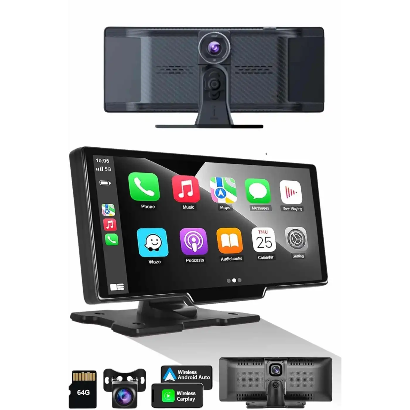 Android ve İOS Uyumlu Ön Arka Çift Kameralı Araç Ekranı Dokunmatik CarPlay