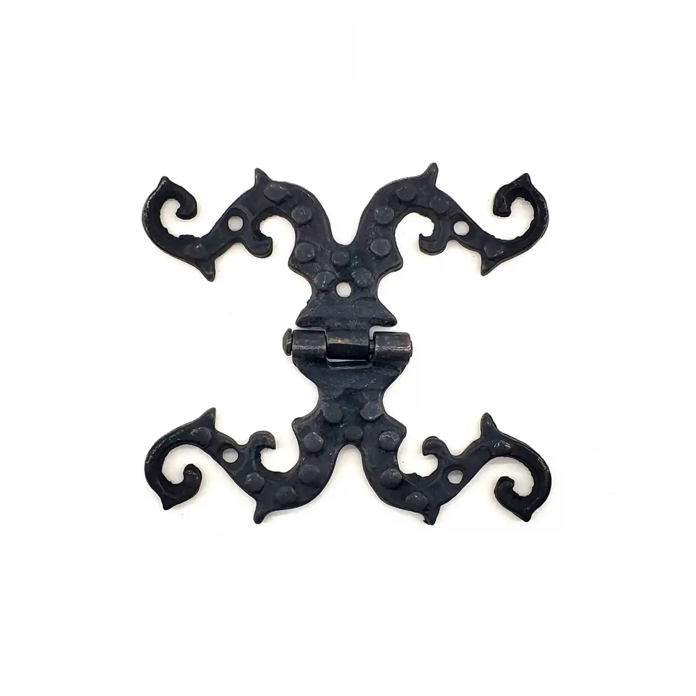 Antika Tarz Dekoratif Pirinç Süslü Menteşe - 100x90 Mm, Oksit