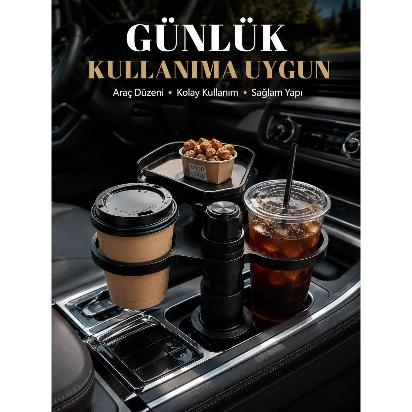 Araç İçi Bardaklık Organizeri Çok Amaçlı İçecek ve Eşya Tutucu