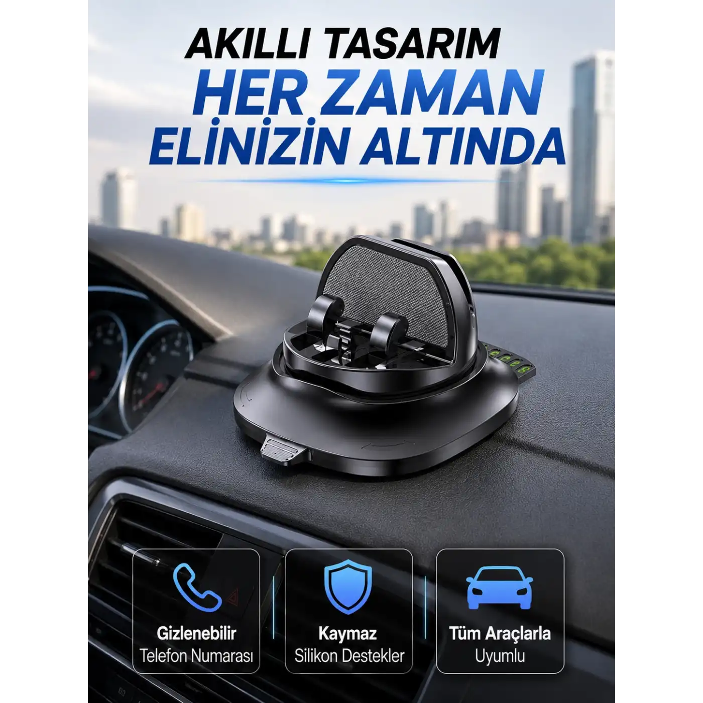 Araç Torpidosu İçin Telefon Tutucu Gizlenebilir Park Telefon Numaralı Stand