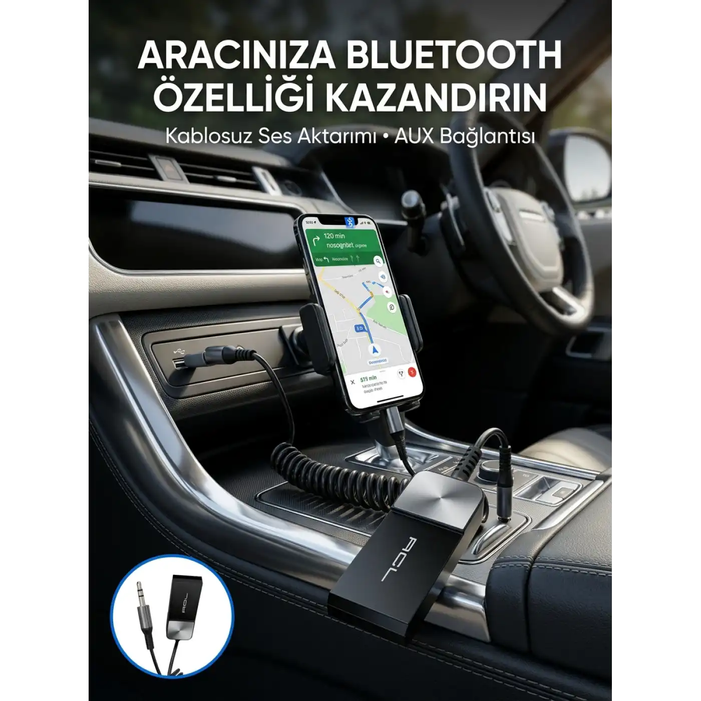 Araç ve Ev Ses Sistemleri İçin Bluetooth AUX Adaptörü