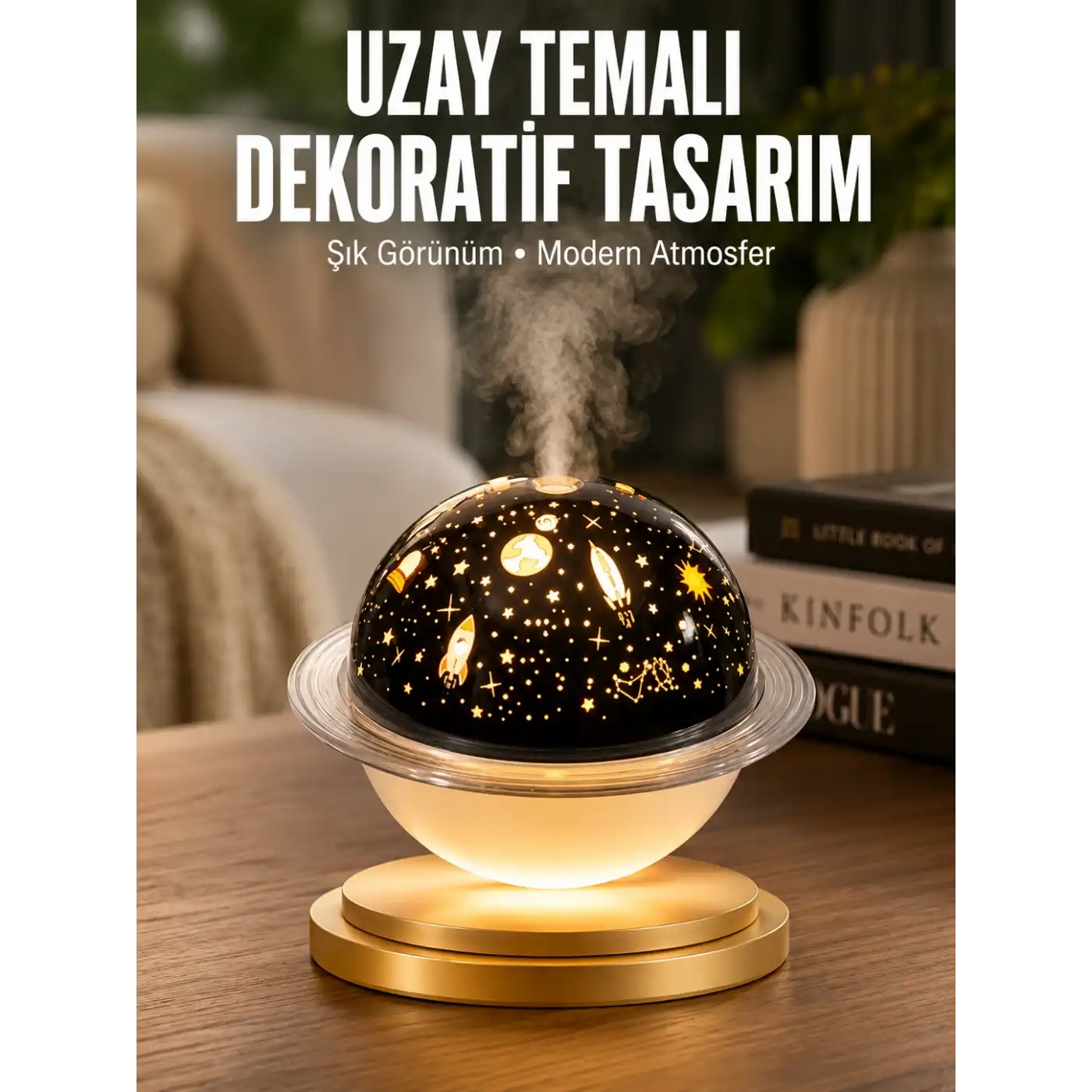 Aromaterapi Hava Nemlendirici Gece Lambası Uzay Model Satürn Oda Kokusu