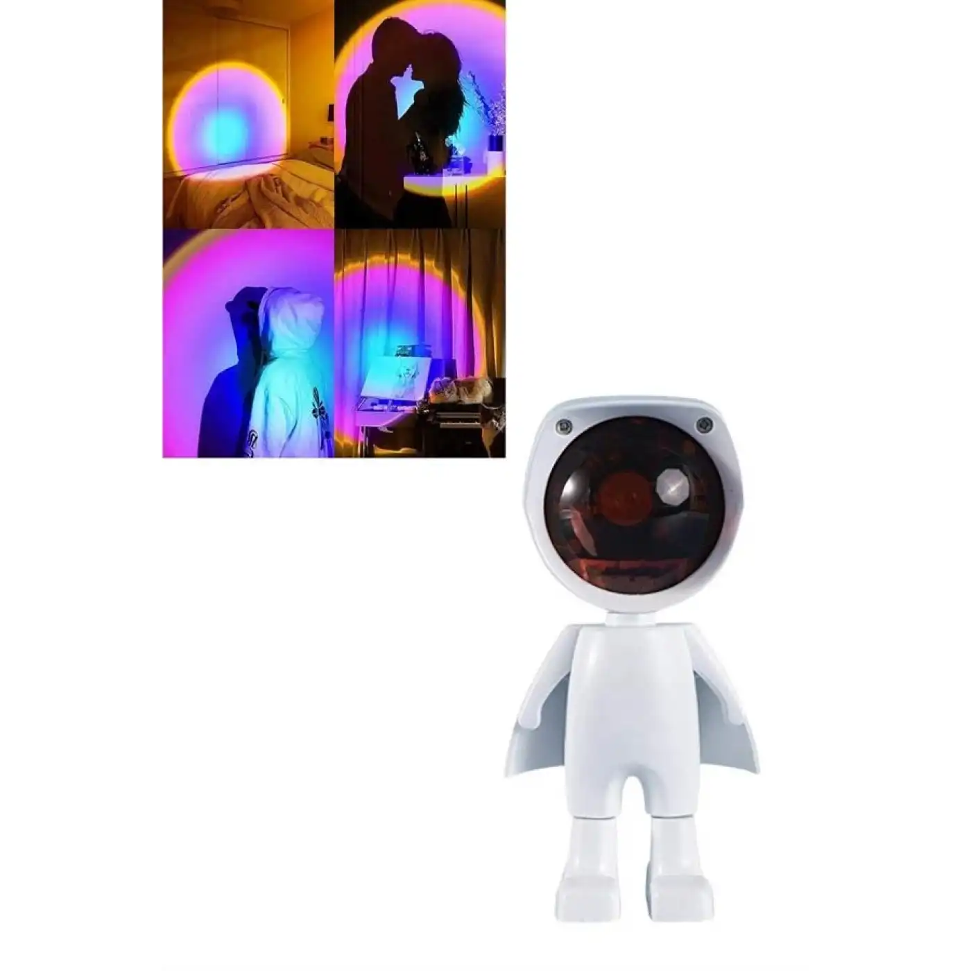 Astronot Işık Projektörü Gökkuşağı Projeksiyon Gece Lambası Hediyelik