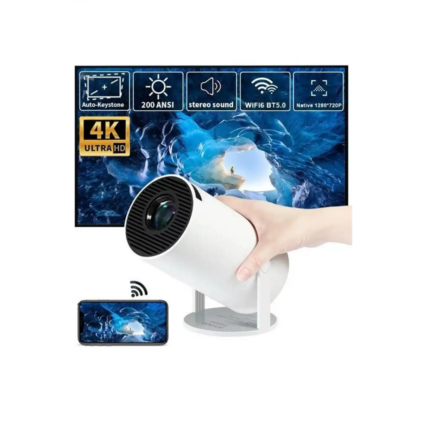 Ayaklı Projeksiyon Taşınabilir Mini Projektör Sinema Projektörü Android