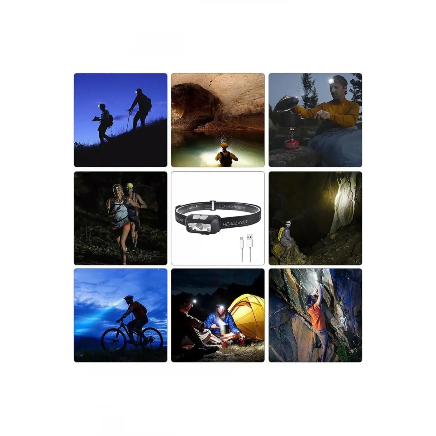 Ayarlanabilir Kafa Lambası Type-C Şarjlı Kompakt Kamp Lambası