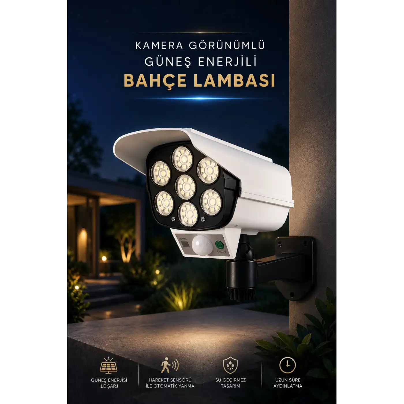 Bahçe Aydınlatması Hareket Sensörlü Led Aydınlatma Kamera Görünümlü