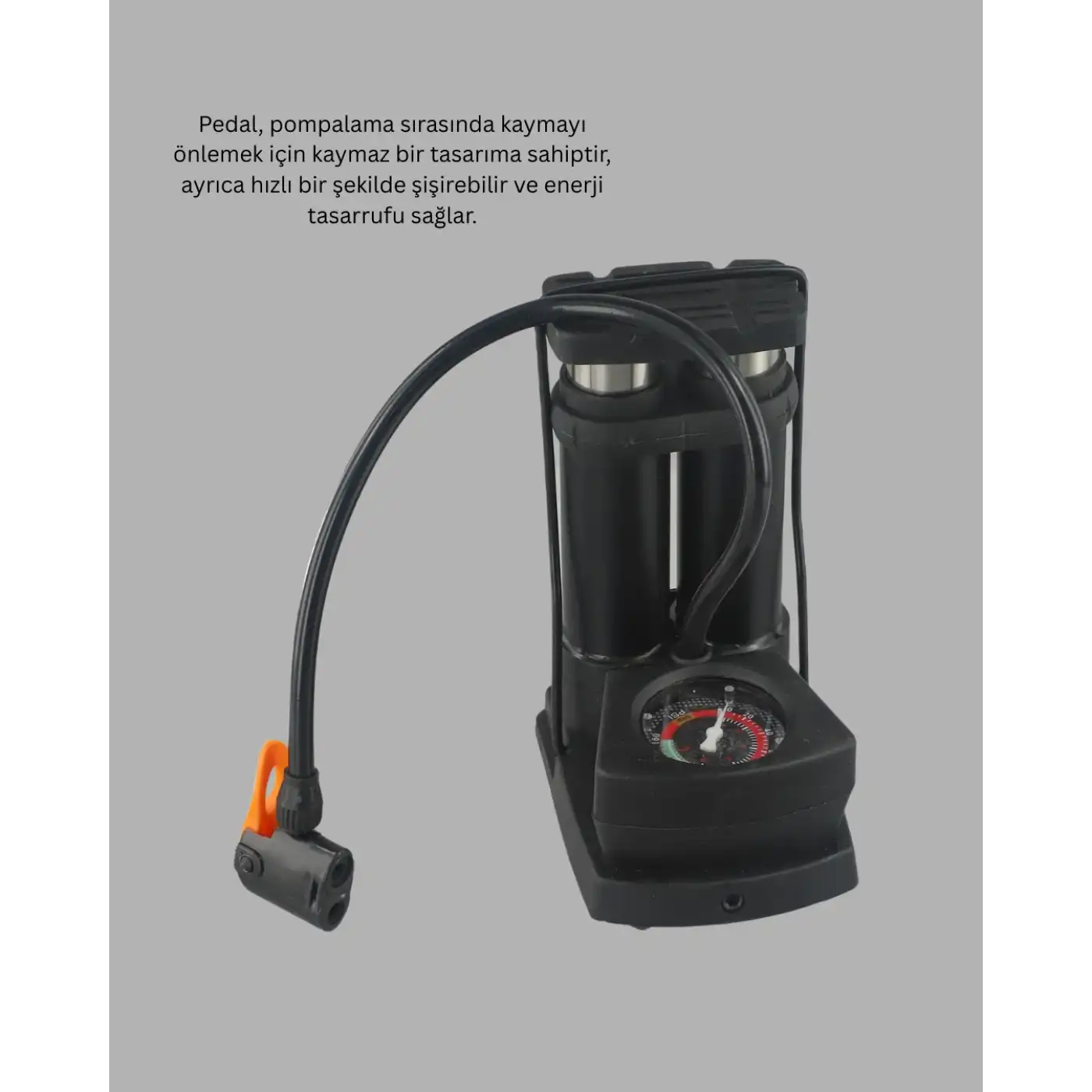 Basınç Saatli Ayak Pompası Bisiklet ve Araç Uyumlu