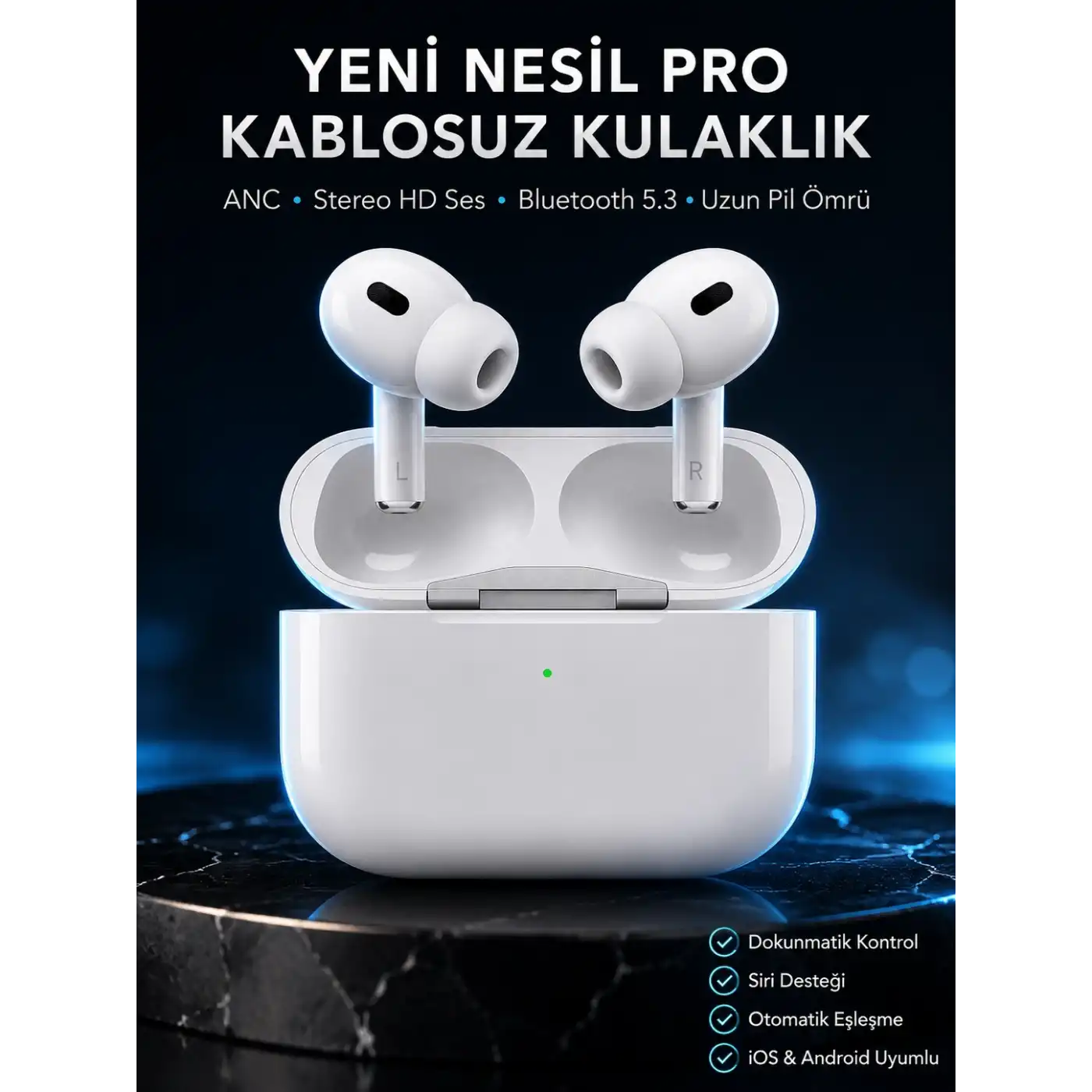 Beyaz Android ve İOS Uyumlu Yüksek Performanslı Uzun Pil Ömrü
