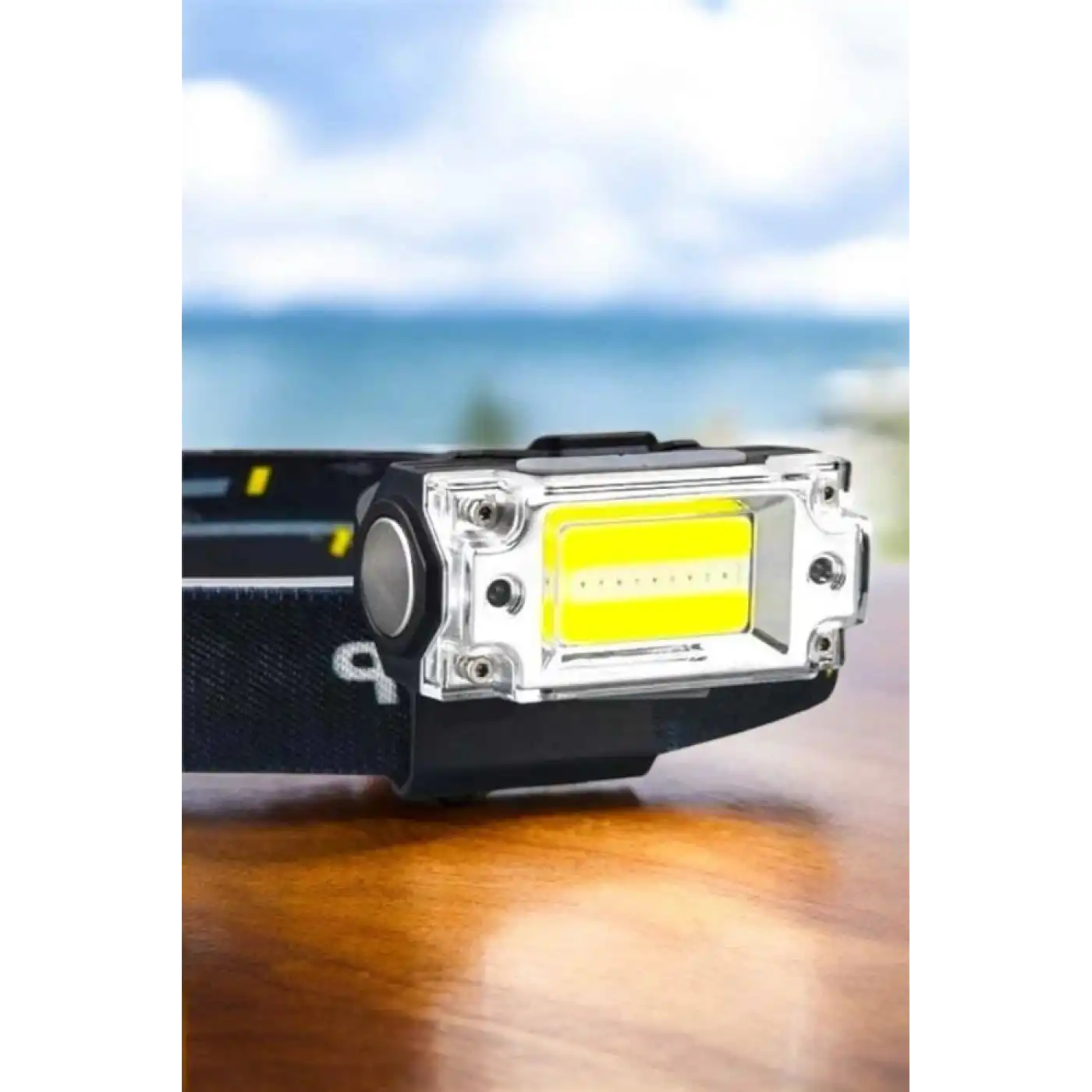 Beyaz Led Işık Sensörlü Kafa Lambası Lityum Batarya Led El Fenerli Şarjlı