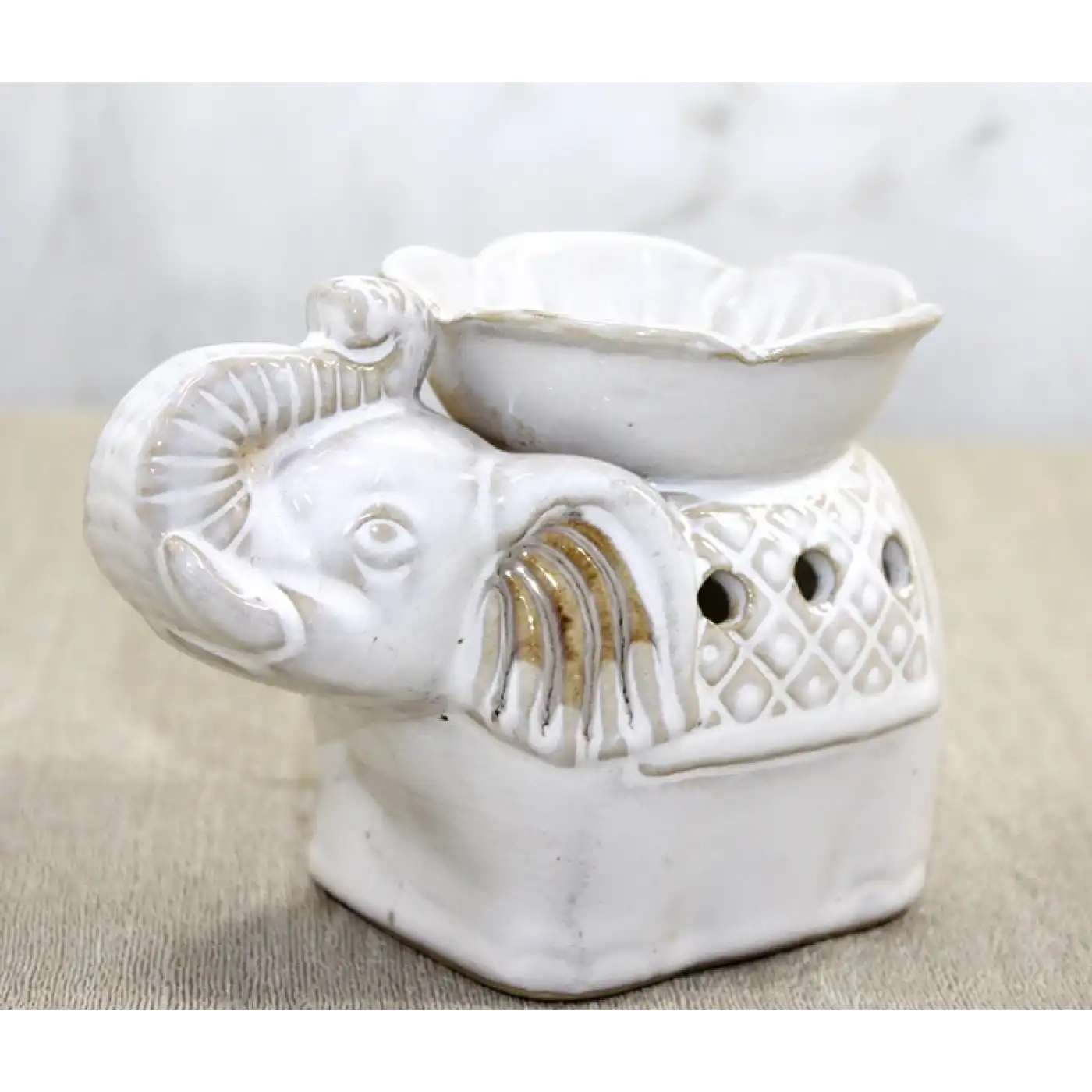 Beyaz Seramik Filli Buhurdanlık