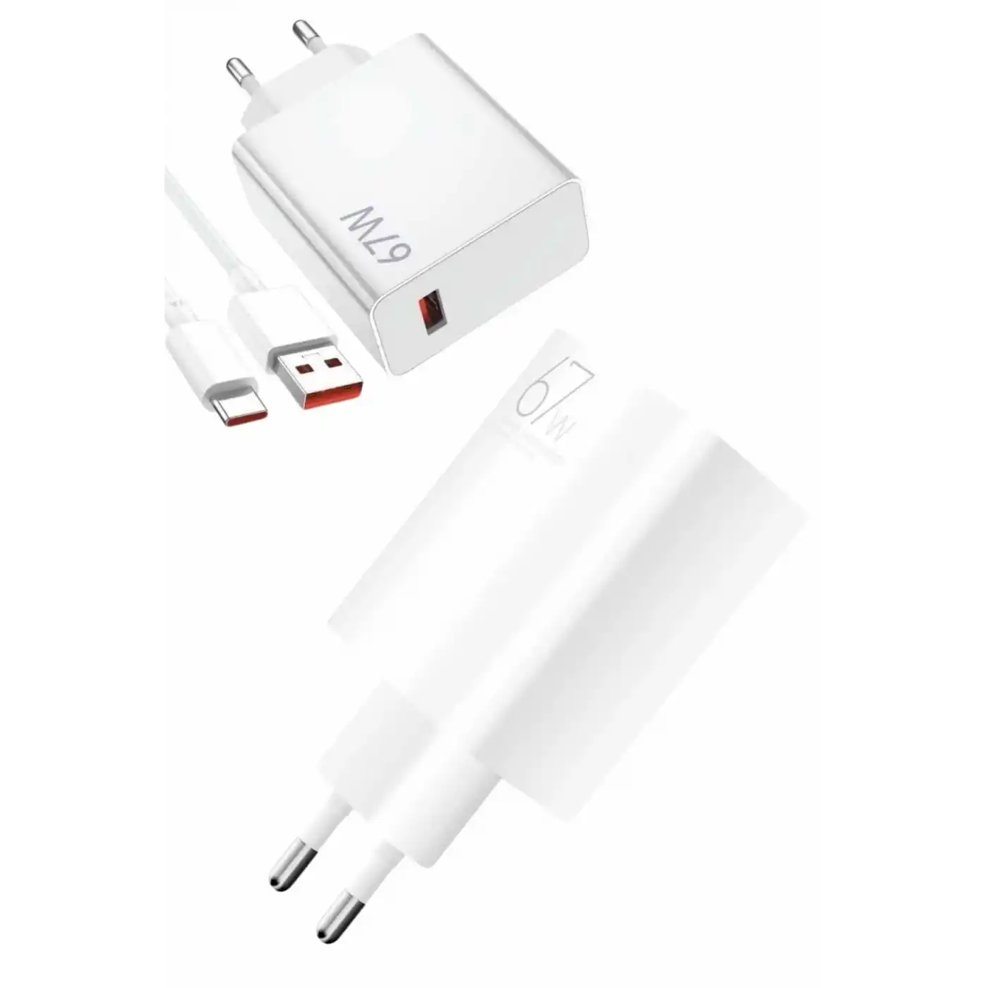 Beyaz Ultra Plus Hızlı Şarj Seti Şarj Adaptörü ve Kablosu 67W