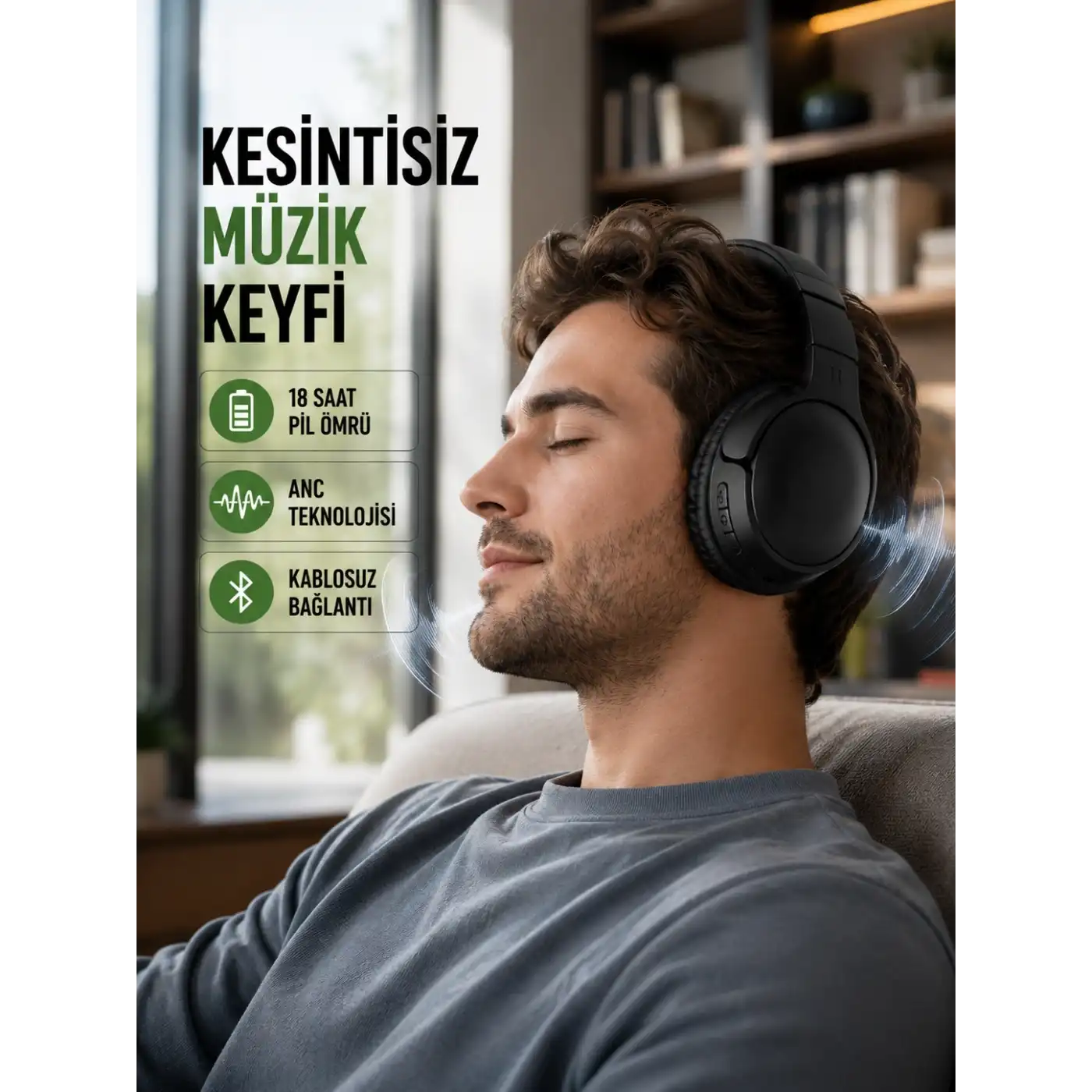 Bluetooth 5.0 Kablosuz Kulaklık-Geniş Alan Kullanım
