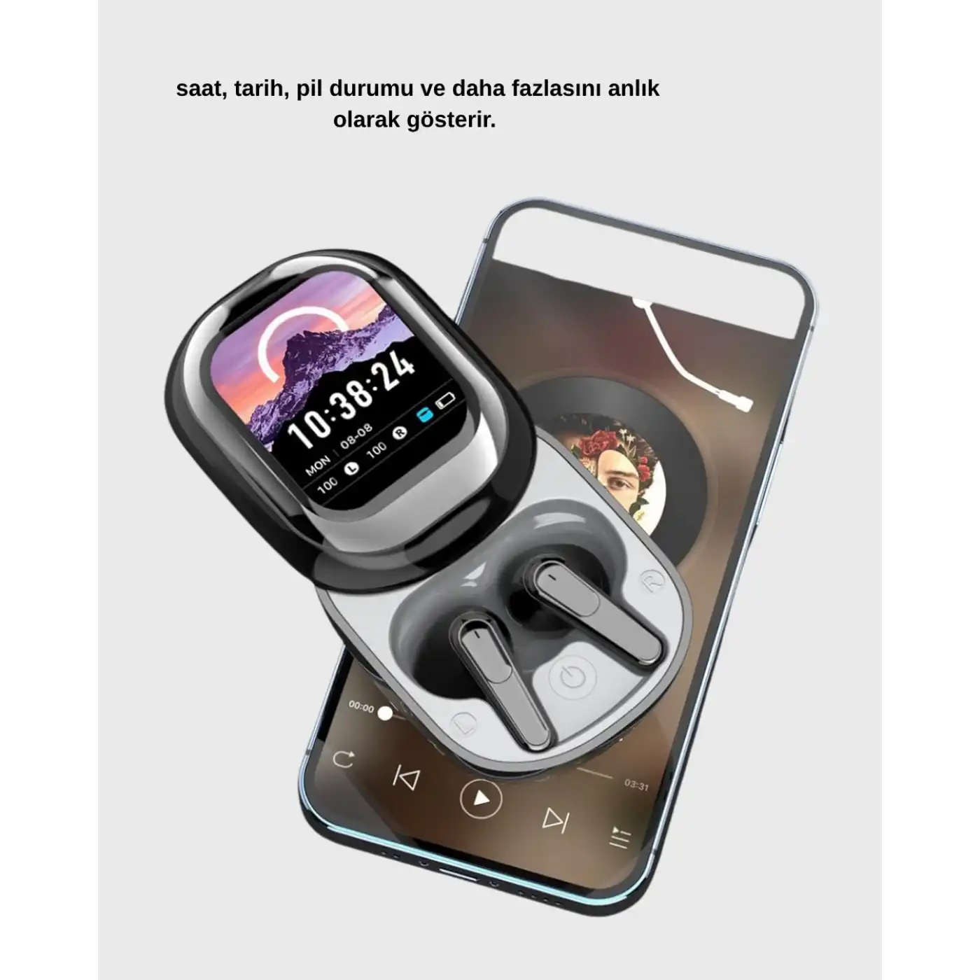 Bluetooth 5.4 Kulaklık – Gürültü Engelleme ve Akıllı Ekranlı Şarj Kutusu