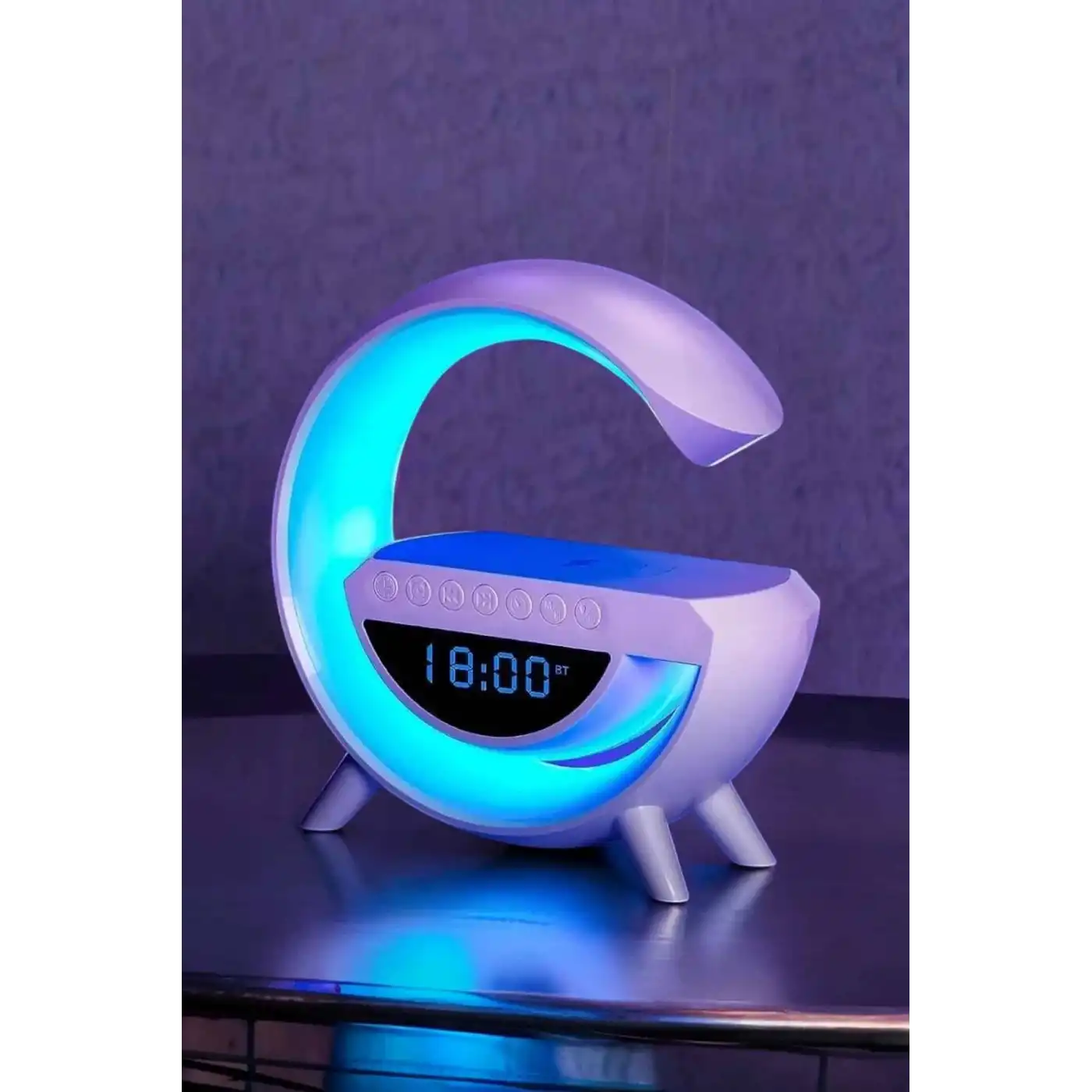 Bluetooth Hoparlör 15W Kablosuz Hızlı Şarj LED Gece Lambası