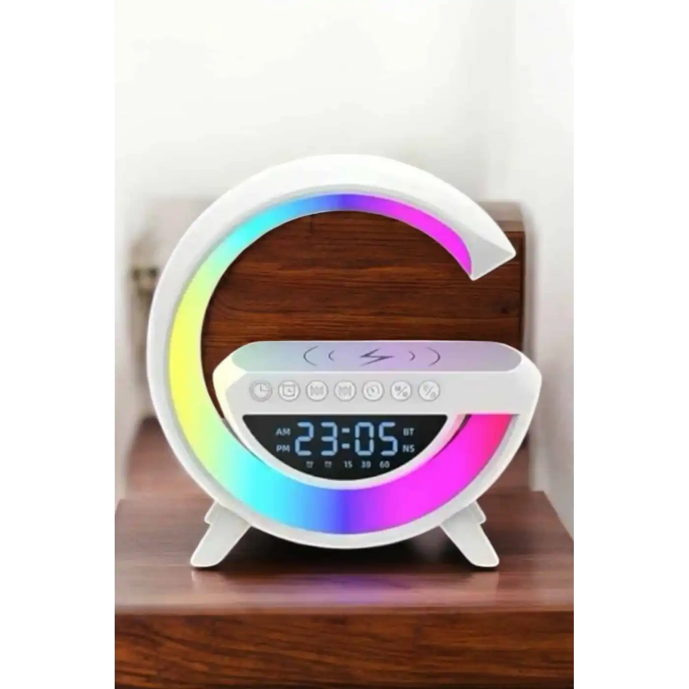 Bluetooth Hoparlör 15W Kablosuz Hızlı Şarj LED Gece Lambası