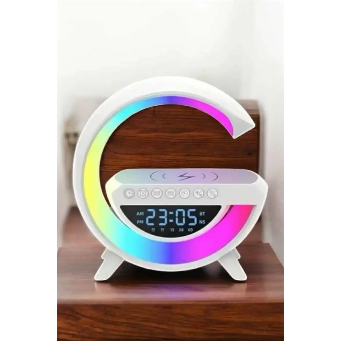 Bluetooth Hoparlör 15W Kablosuz Hızlı Şarj LED Gece Lambası