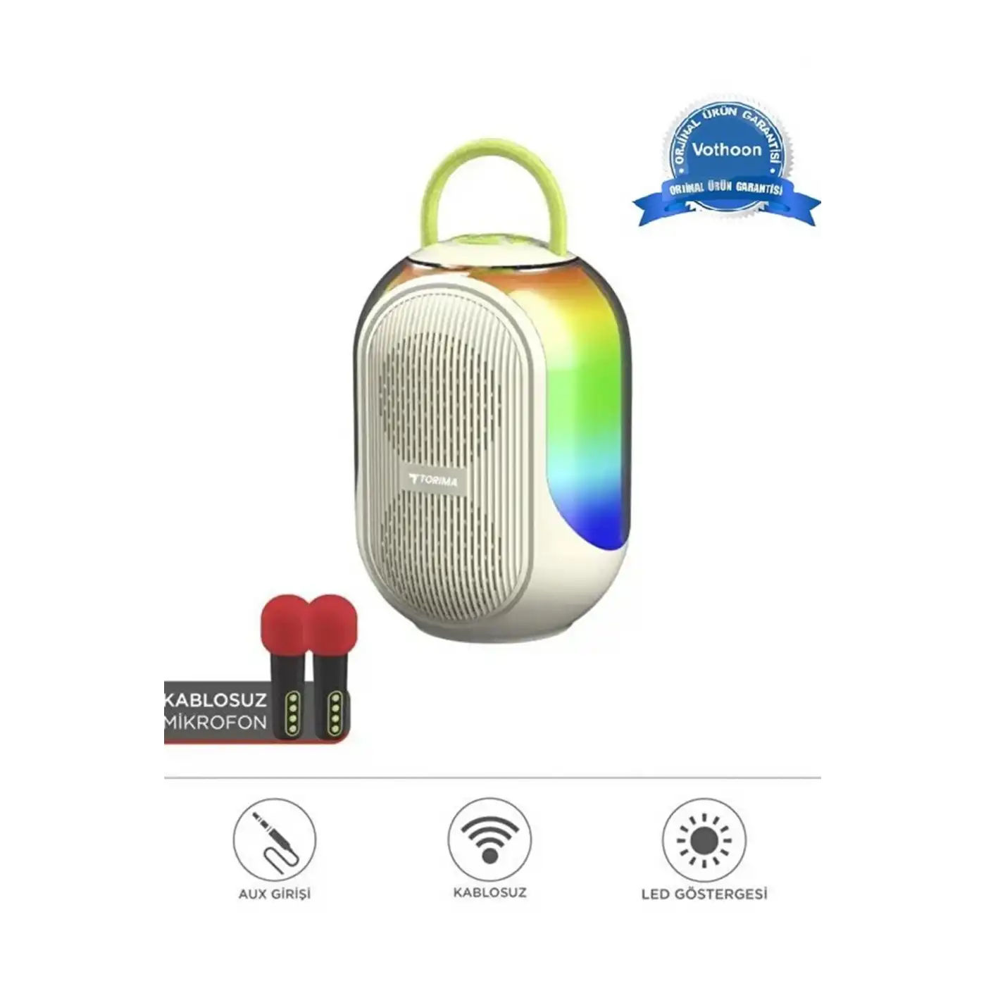 Bluetooth Hoparlör Çift Mikrofonlu Kablosuz Parti Speaker Beyaz