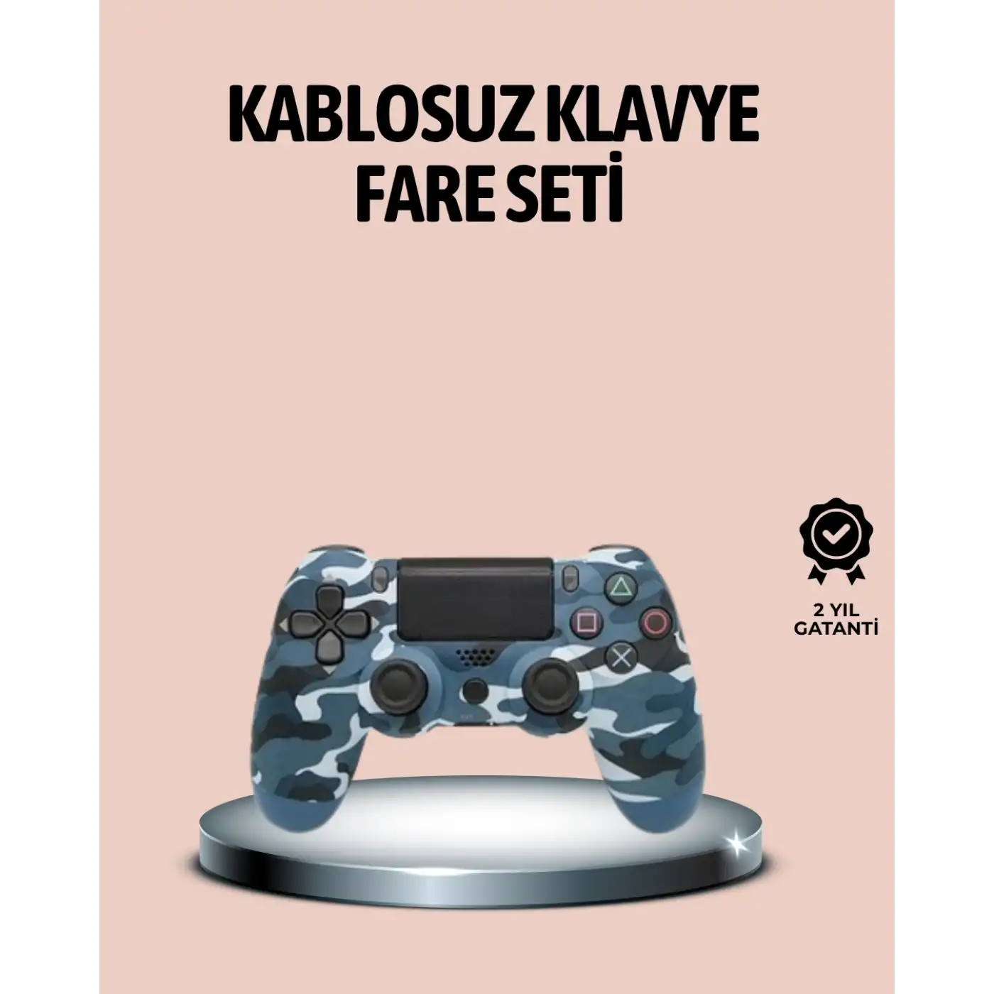 Bluetooth Kablosuz PS4 Gamepad Çift Motorlu Siyah Controller
