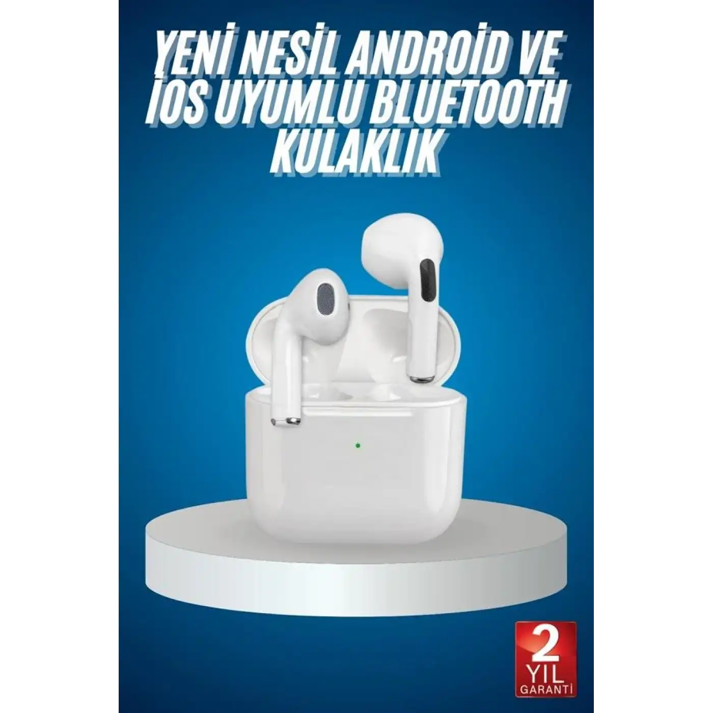 Bluetooth Kulaklık Beyaz Çağrı Cevaplama Dokunmatik Kontrol Kablosuz
