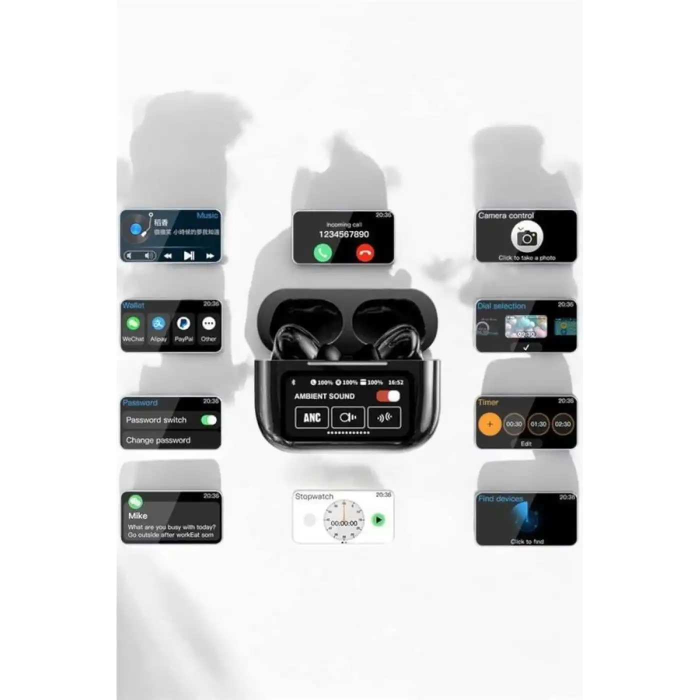 Bluetooth Kulaklık Kablosuz Ekranlı ANC/ENC Destekli Dokunmatik