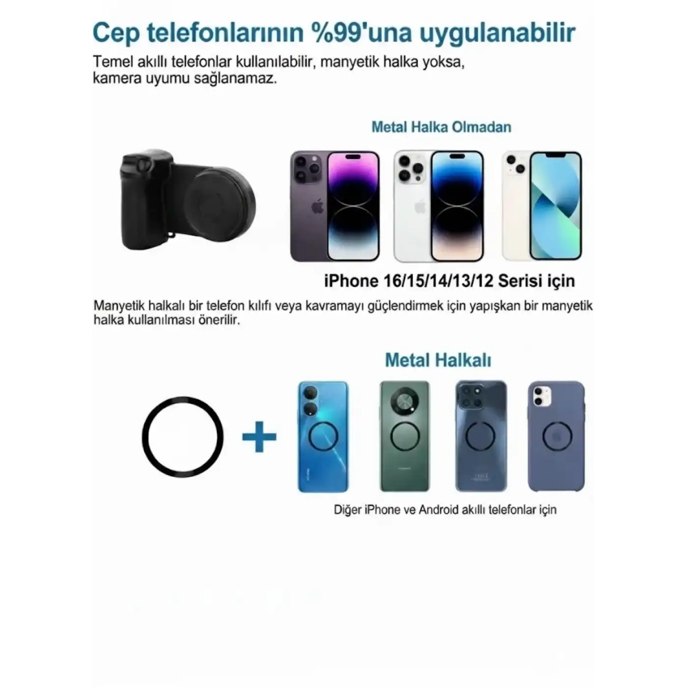 Bluetooth Manyetik Telefon Yapıştırma Kavrama Halka Dolgu Işığı İle Magsafe Selfie Klips