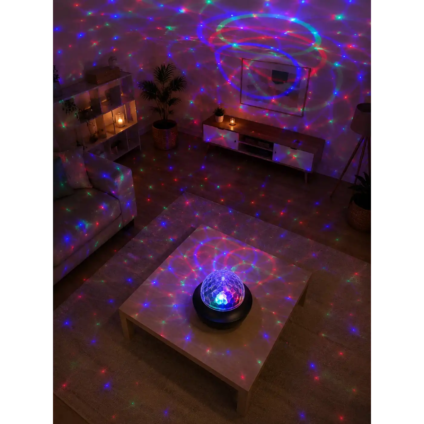 Bluetooth Müzikli Disko Işığı RGB Parti Projektörü Dahili Hoparlör USB Micro SD Destekli