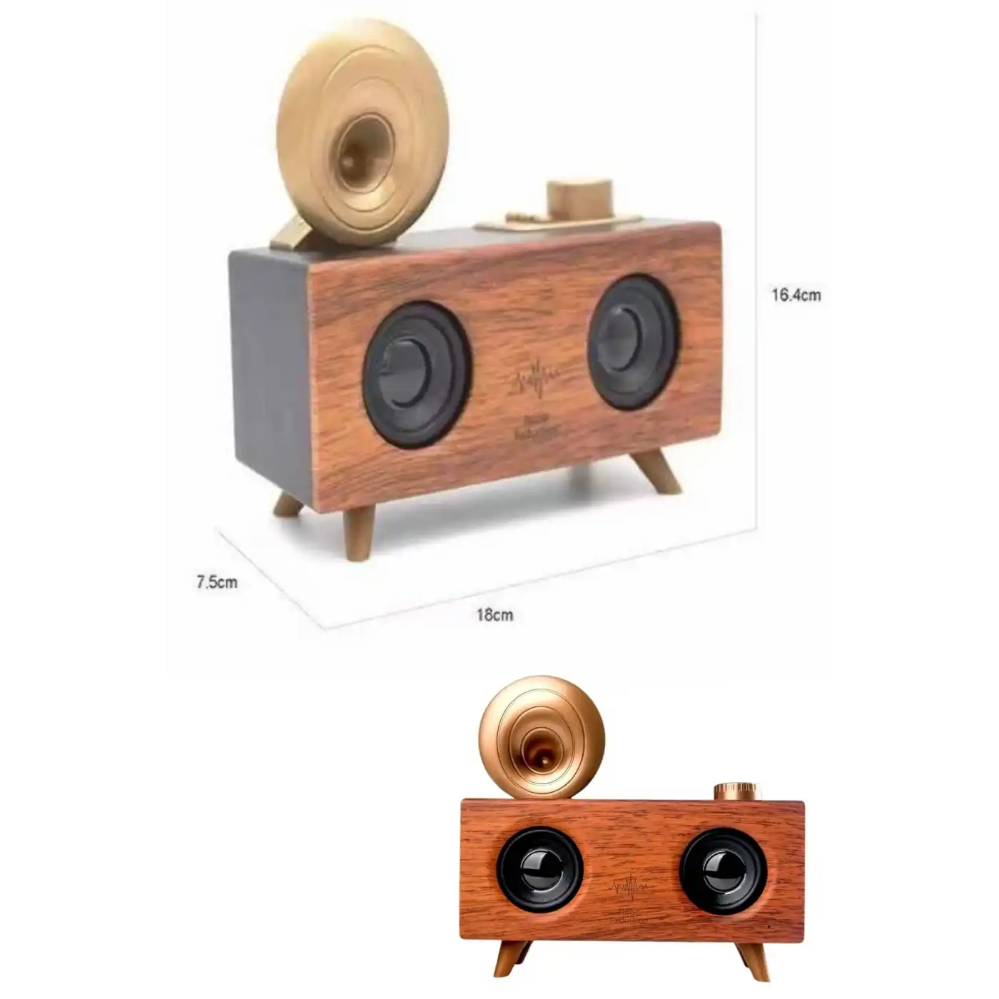 Bluetooth Nostalji Speaker Radyo Gramofon Ahşap Renk Vintage