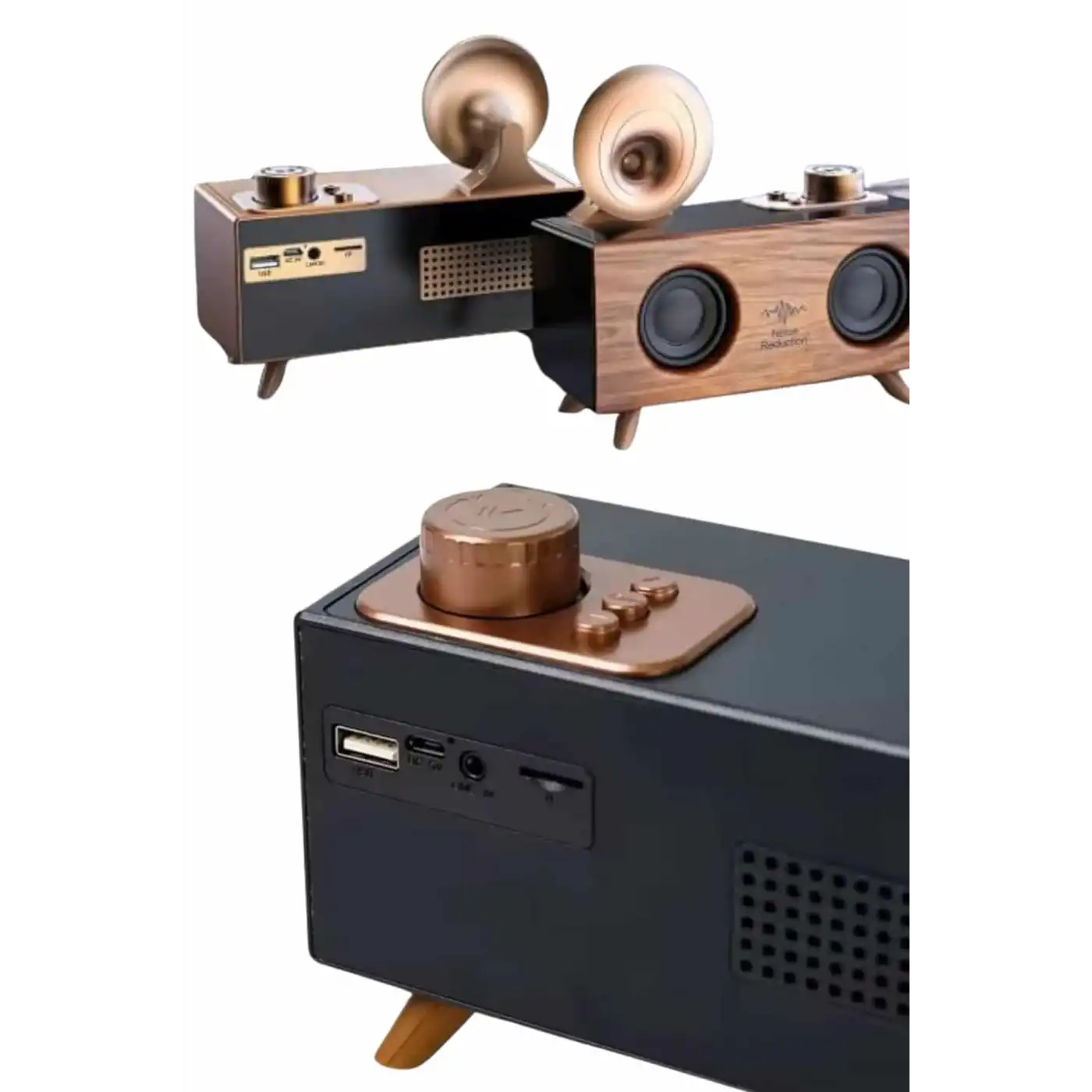 Bluetooth Nostalji Speaker Radyo Gramofon Ahşap Renk Vintage Yeni Nesil
