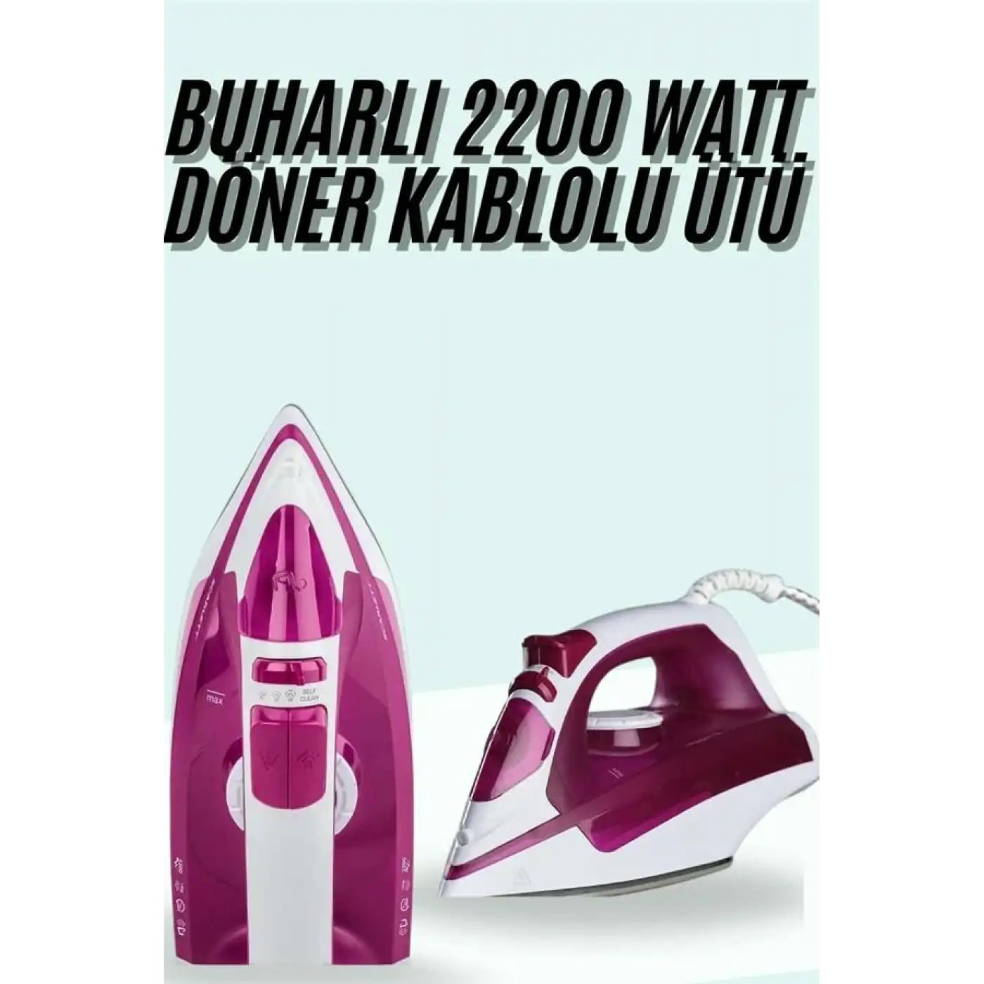Buharlı Ütü 2200 Watt Seramik Tabanlı Taşınabilir Kablolu Ütü