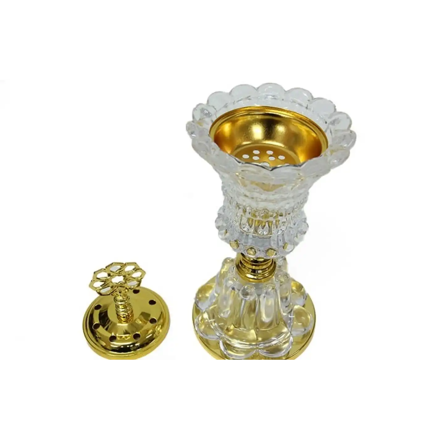 Buhurdanlık Cam Altın Dekorlu Kapak Ve Ayak