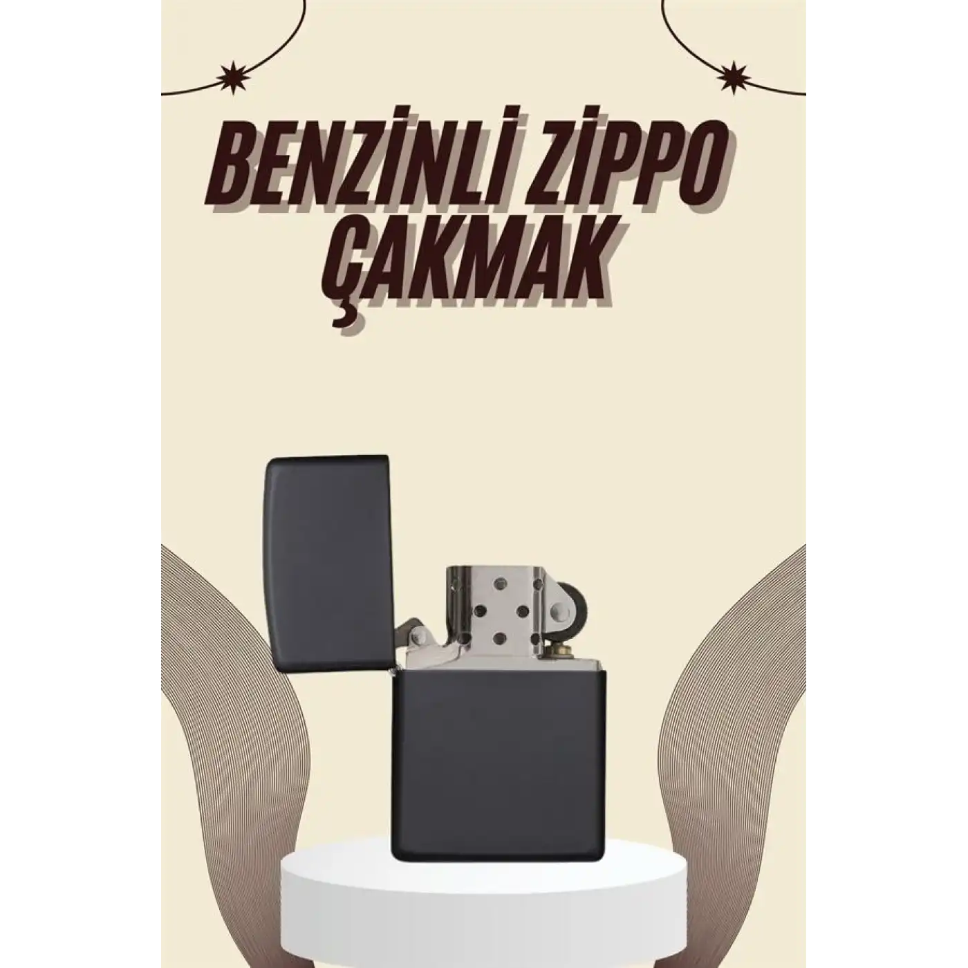 Çakmak Parlak Siyah Benzinli Çakmak Cep Boy Doldurulabilir