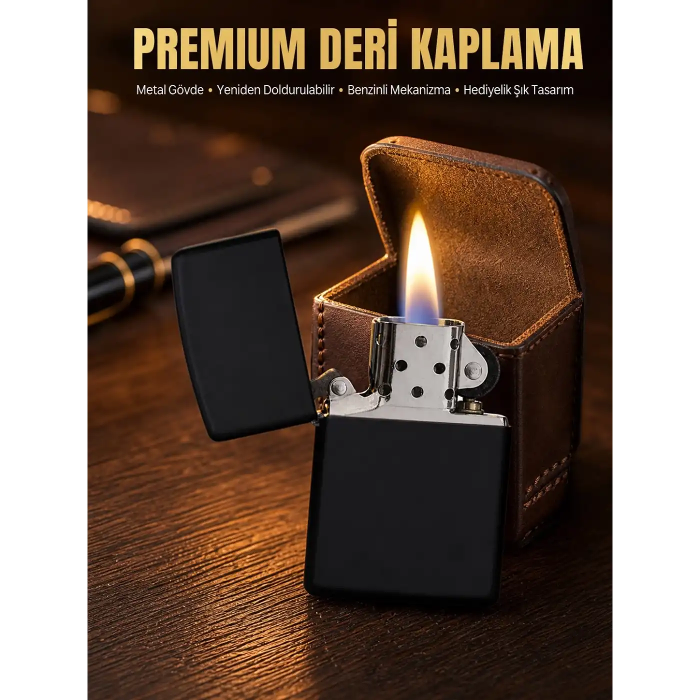 Çakmak Parlak Siyah Doldurulabilir Hedyelik Eşya