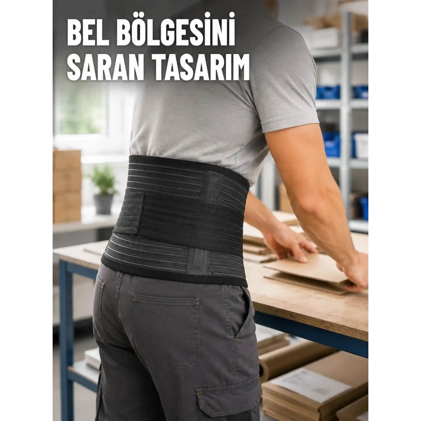 Çalışma Korsesi Güçlendirilmiş Elastik Bantlı Ayarlanabilir Bel Desteği