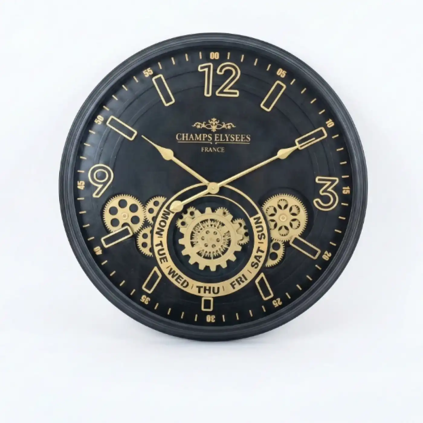 Çarklı Duvar Saati Altın Rengi Detaylı 59 cm