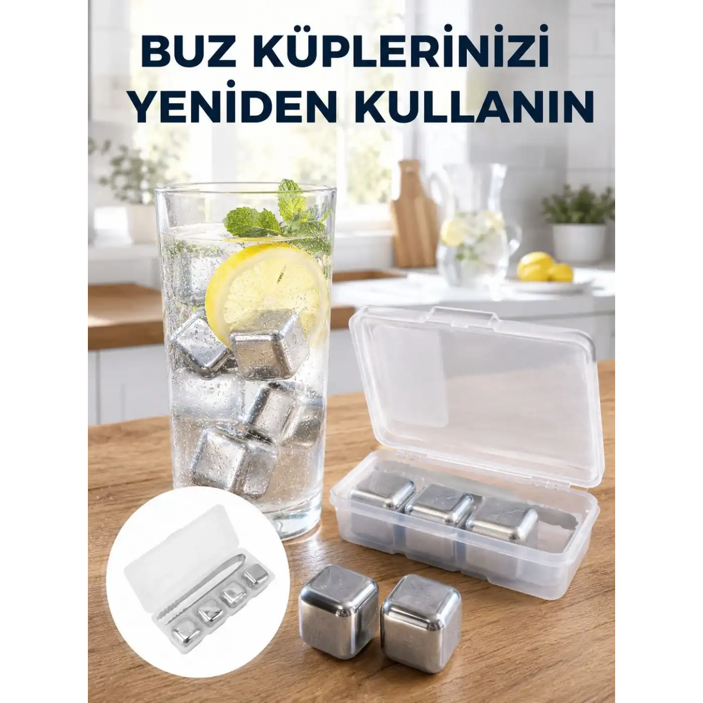 Çevre Dostu Metal Buz Küpü ve Kullanışlı Klips Seti Yeni Nesil