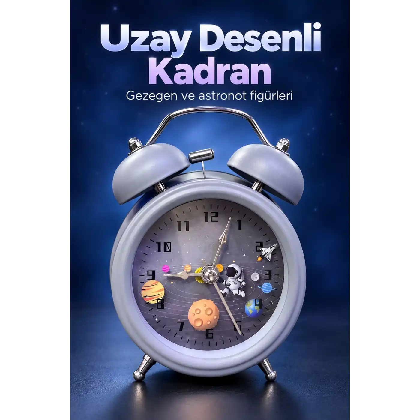 Çift Çanlı Analog Çalar Saat Dekoratif Masa Saati