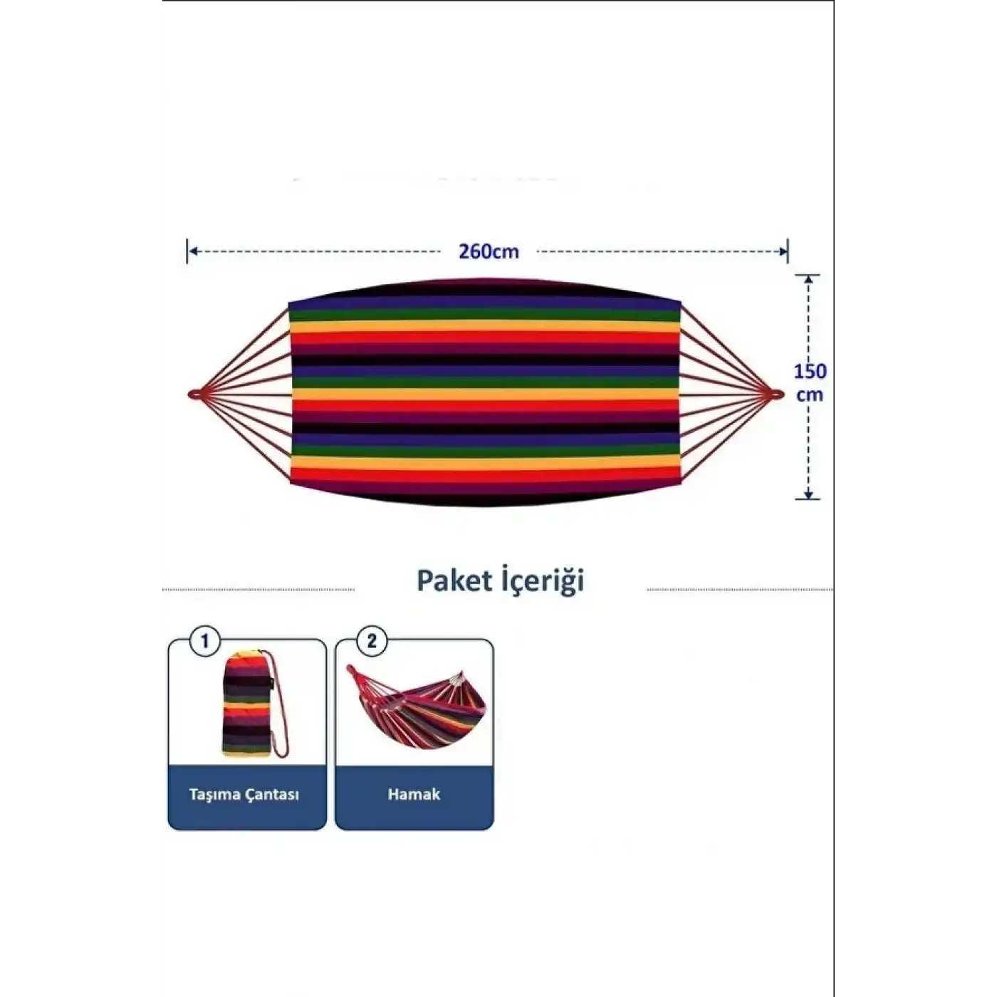 Çift Kişilik Xl 260x150cm Kolay Kurulabilir Kanvas Hamak Çantalı
